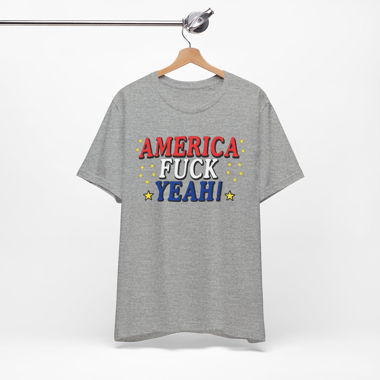 America Fuck Yeah! Unisex Jersey Tee - Patriotic Graphic T-Shirt for Celebrations
