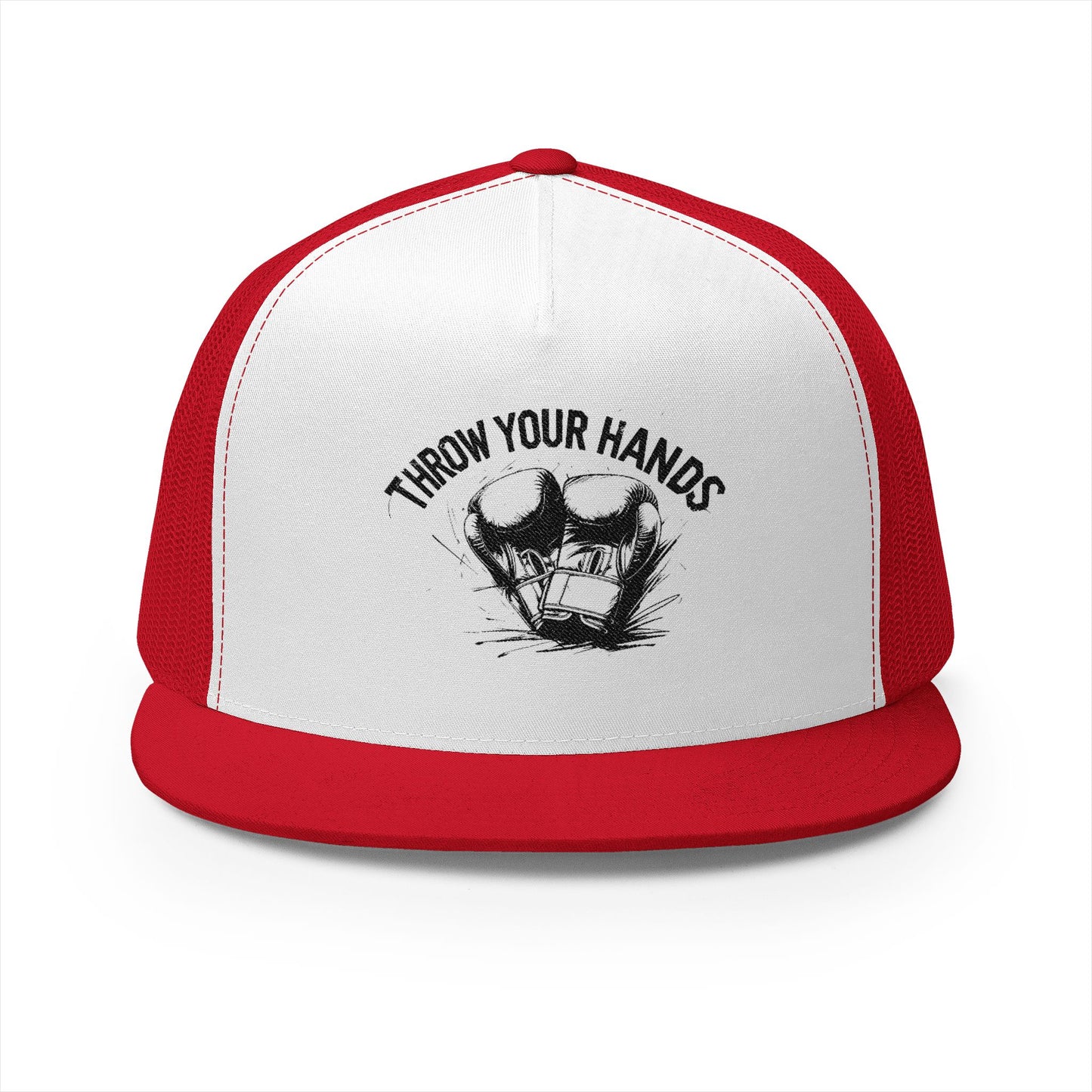 Trendy 5 Panel Trucker Cap - 'Throw Your Hands' Design, Perfect for Festivals, Casual Outings, Unisex Gift, Summer Style