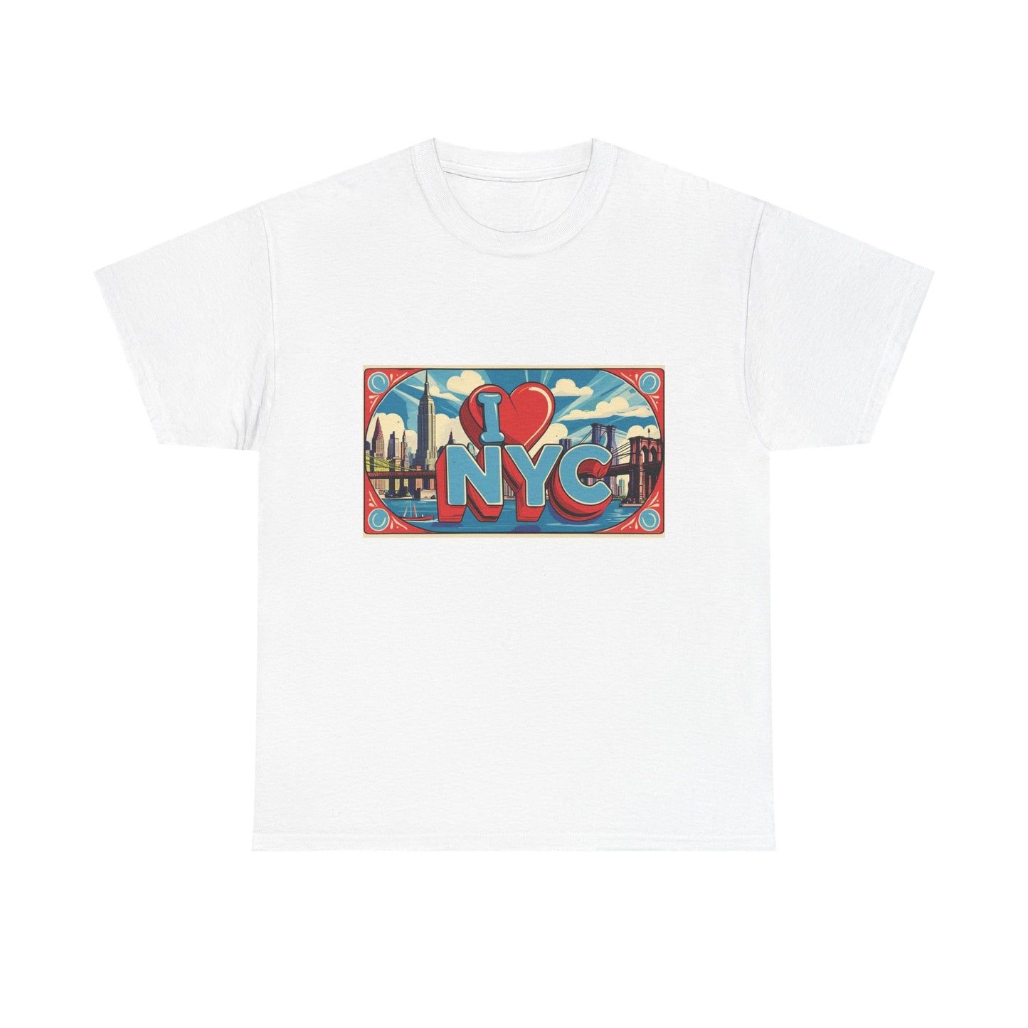 I Love NYC Unisex Heavy Cotton Tee - Perfect for Travelers, Souvenirs, Casual Wear, City Lovers, Gift Ideas for Friends
