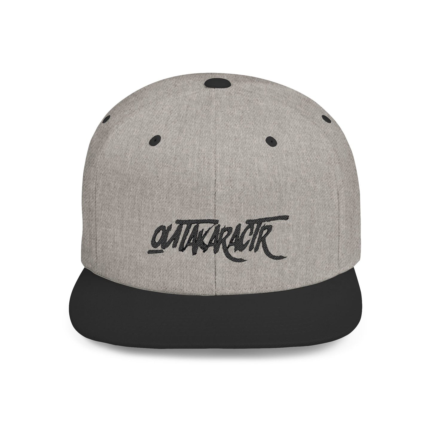 Embroidery "OuTaKaRaCtR " Stylish Outta Character Flat Bill Snapback Cap - Trendy White Hat for Fashion Lovers