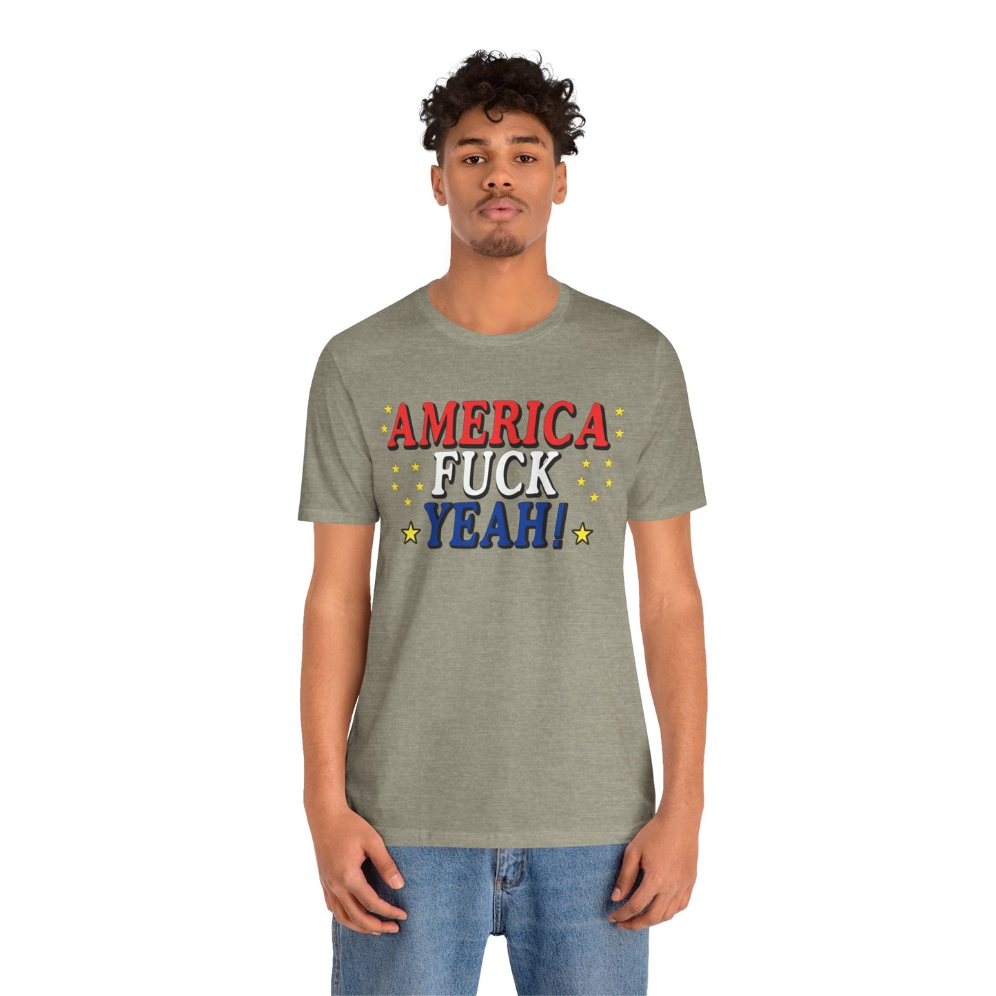 America Fuck Yeah! Unisex Jersey Tee - Patriotic Graphic T-Shirt for Celebrations