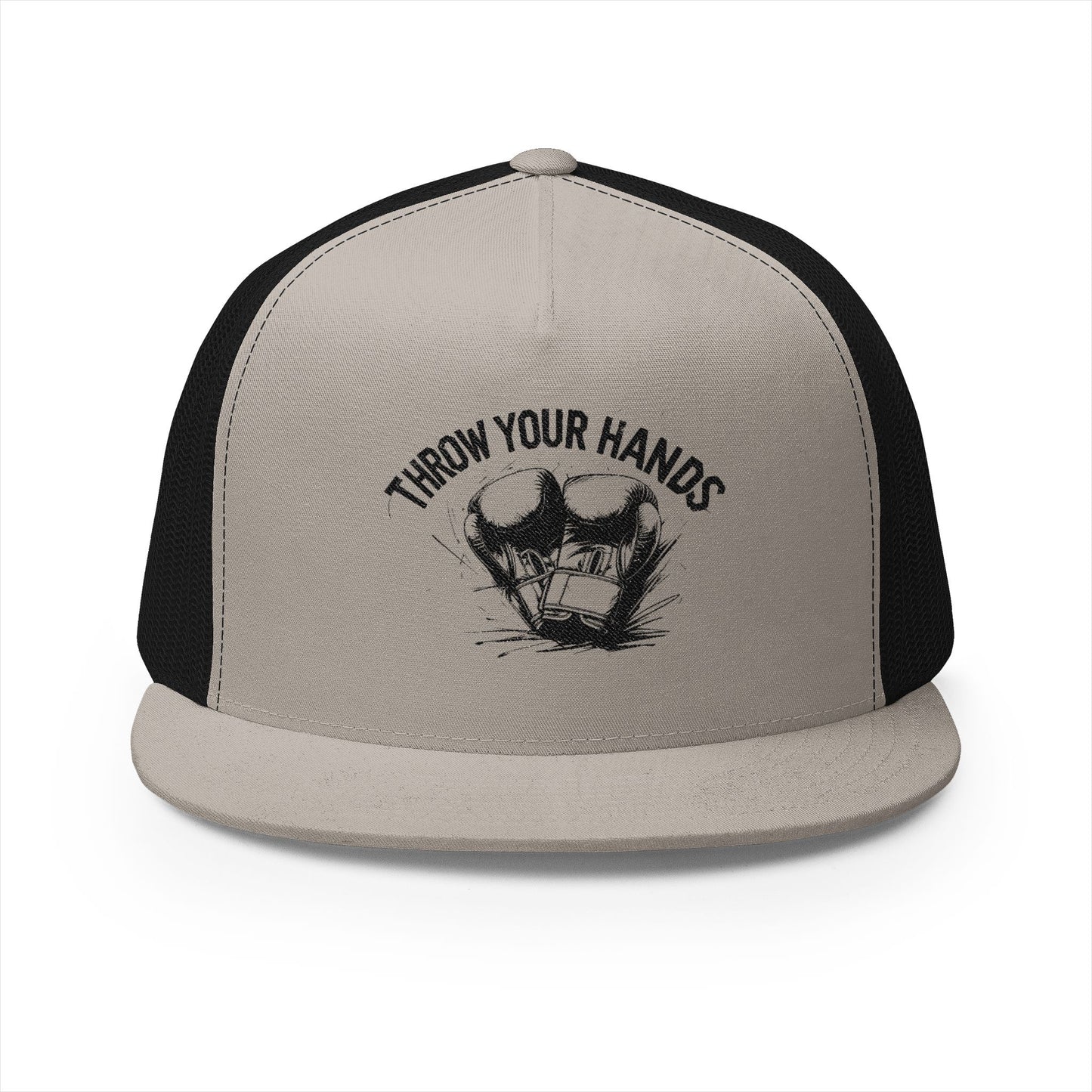 Trendy 5 Panel Trucker Cap - 'Throw Your Hands' Design, Perfect for Festivals, Casual Outings, Unisex Gift, Summer Style