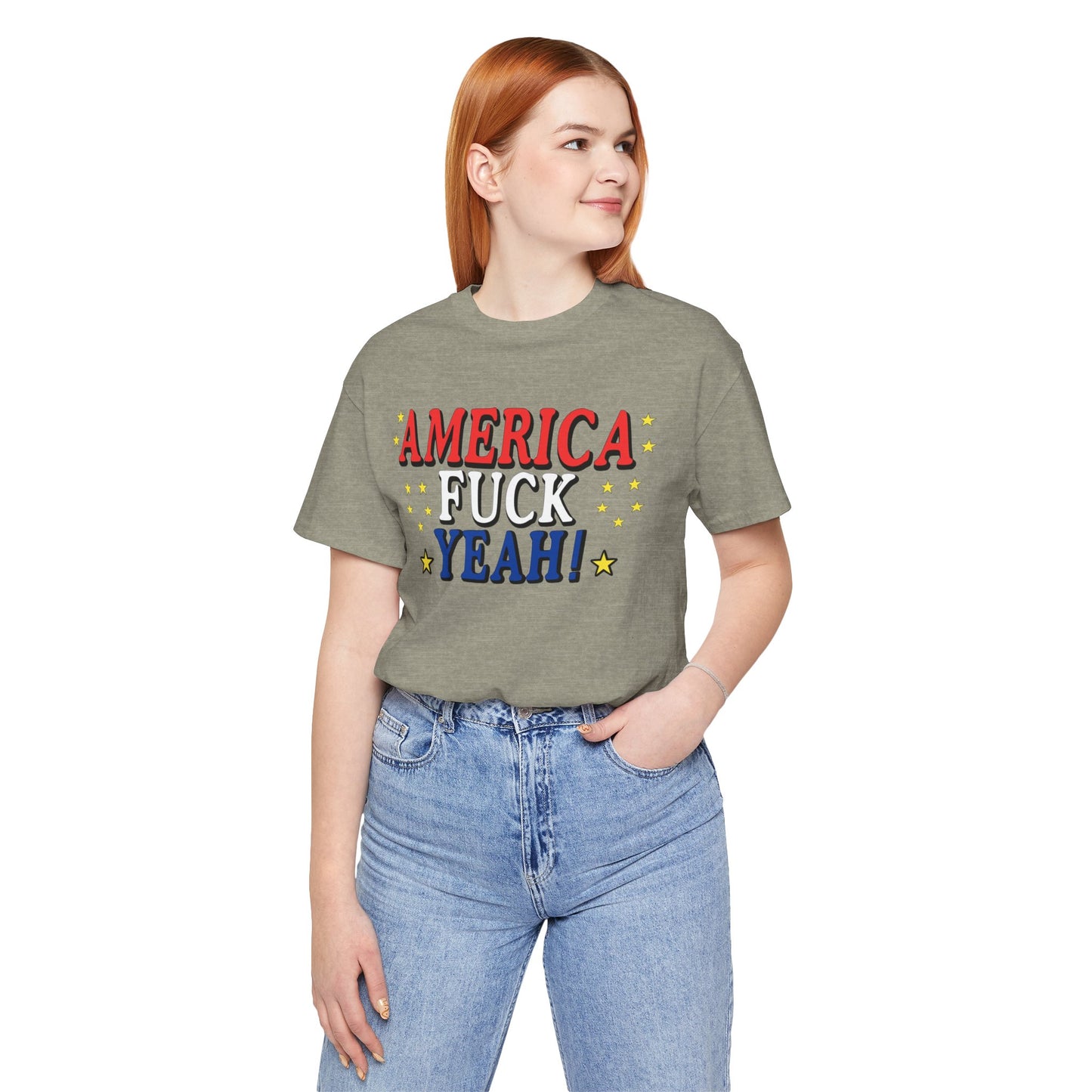 America Fuck Yeah! Unisex Jersey Tee - Patriotic Graphic T-Shirt for Celebrations