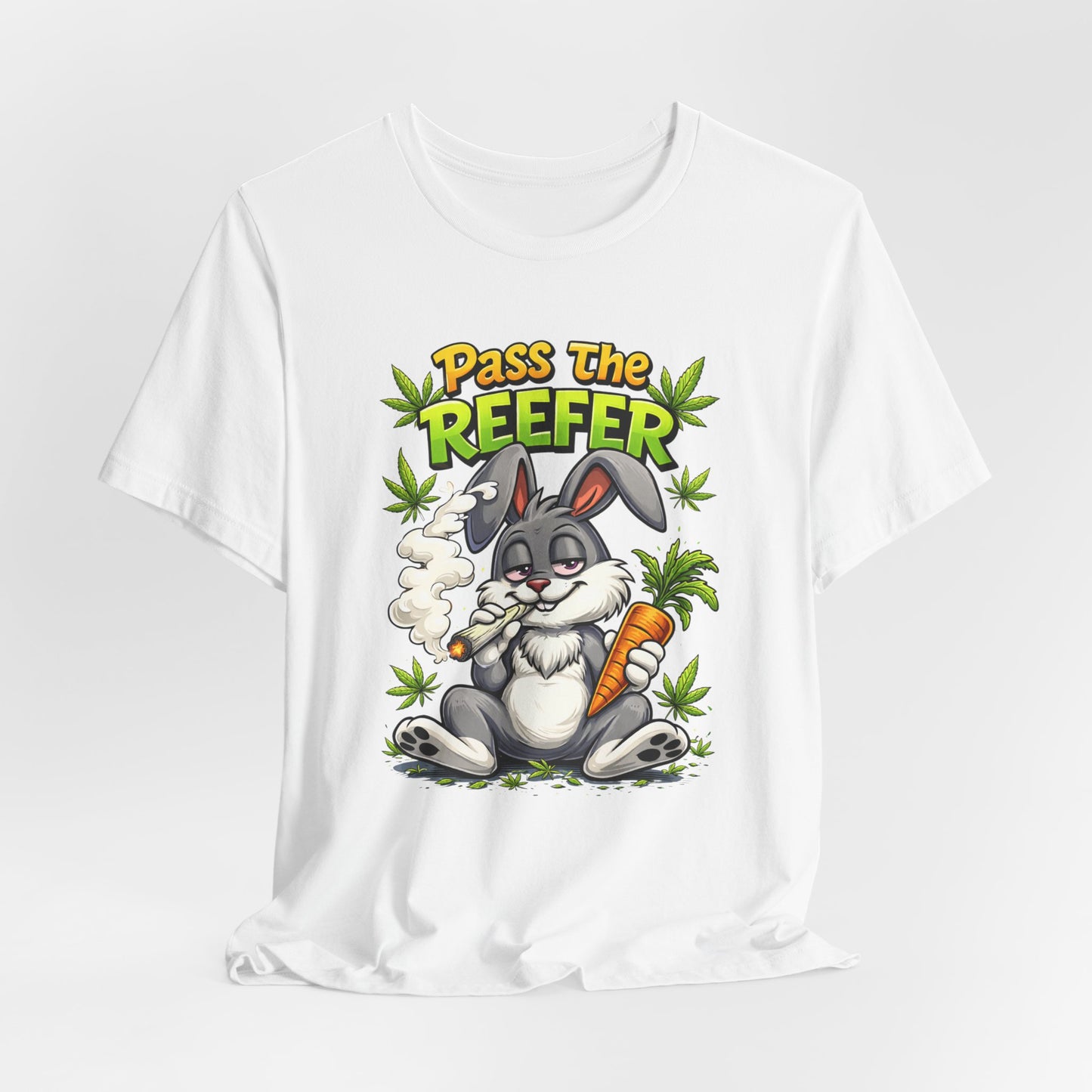 Pass The Reefer Bunny T-Shirt - Funny Stoner Rabbit Cannabis Tee