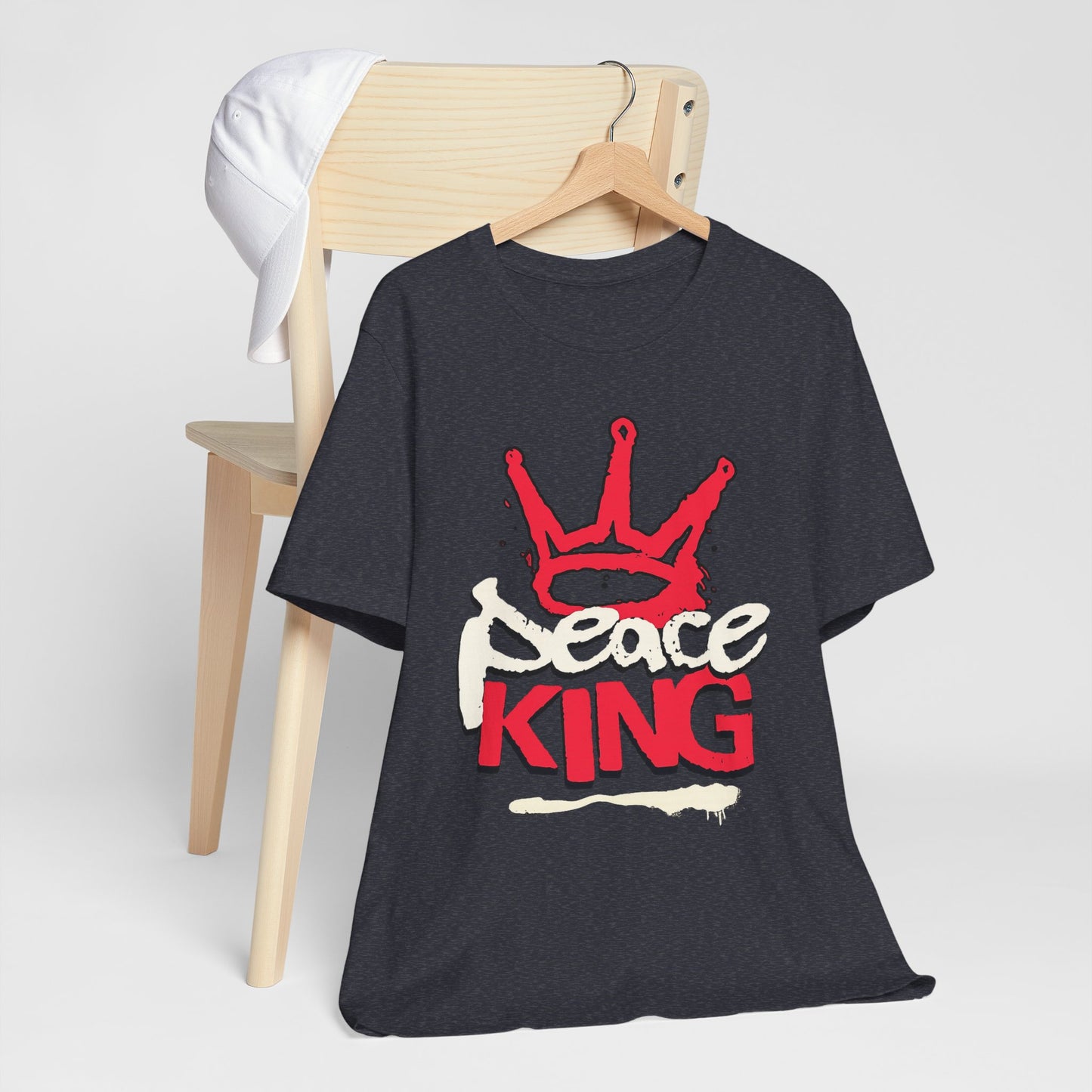 Peace King T-Shirt — Streetwear Graphic Tee with Red Crown Design