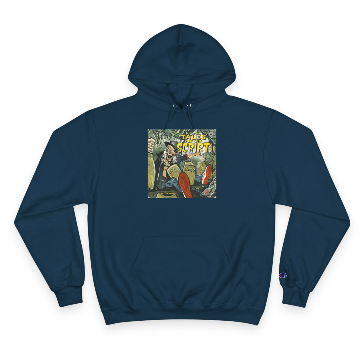 Champion Hoodie with Vintage 'Take Script' Graphic - Retro Art Pullover