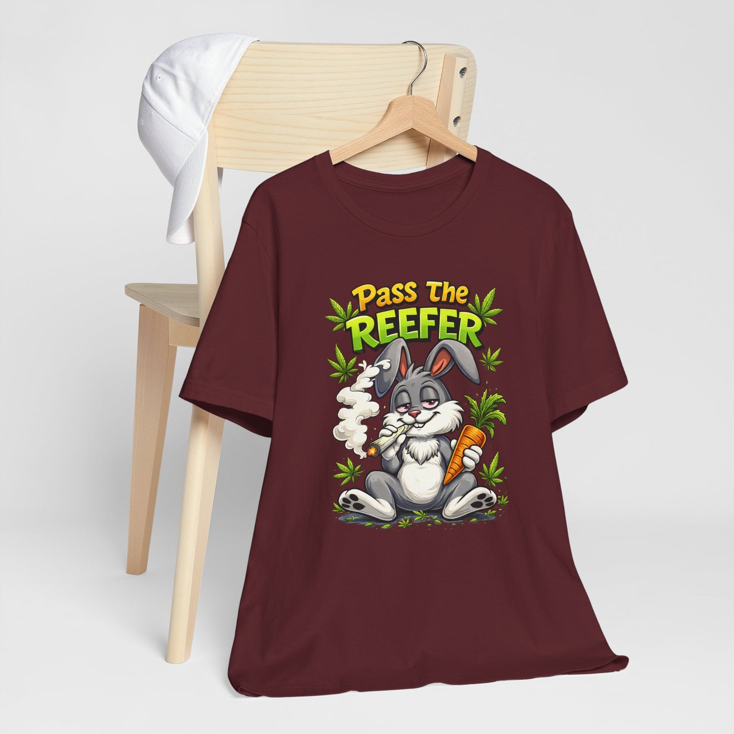 Pass The Reefer Bunny T-Shirt - Funny Stoner Rabbit Cannabis Tee
