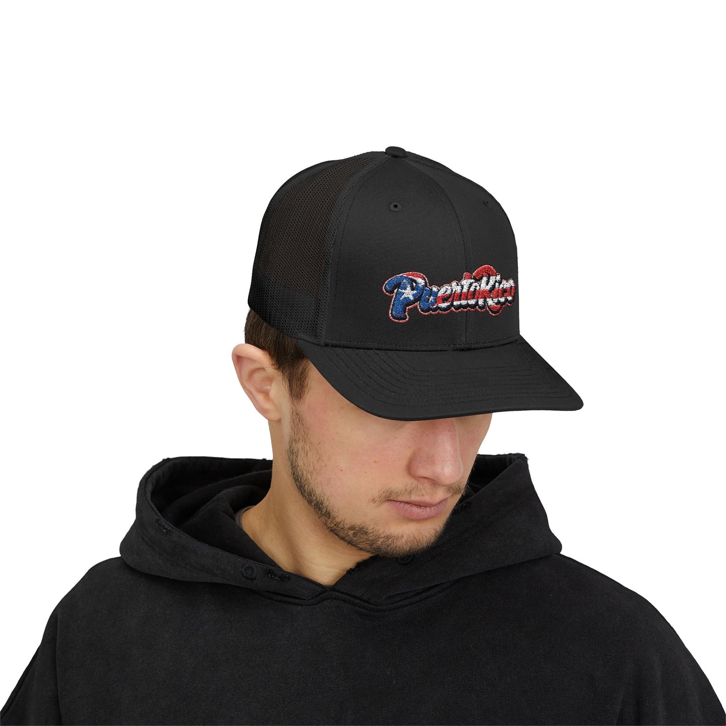 Puerto Rico Embroidery Trucker Cap — Puerto Rico Flag Snapback