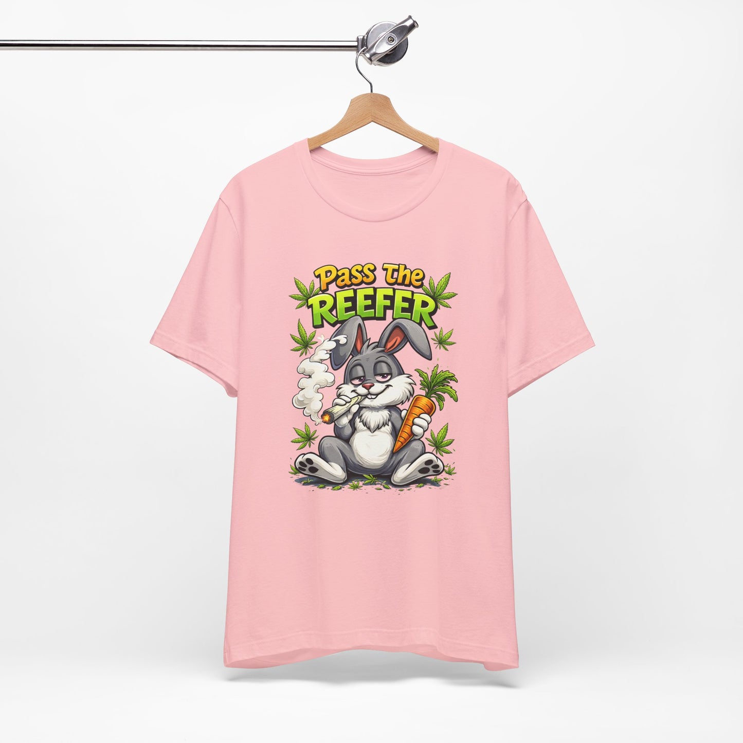 Pass The Reefer Bunny T-Shirt - Funny Stoner Rabbit Cannabis Tee