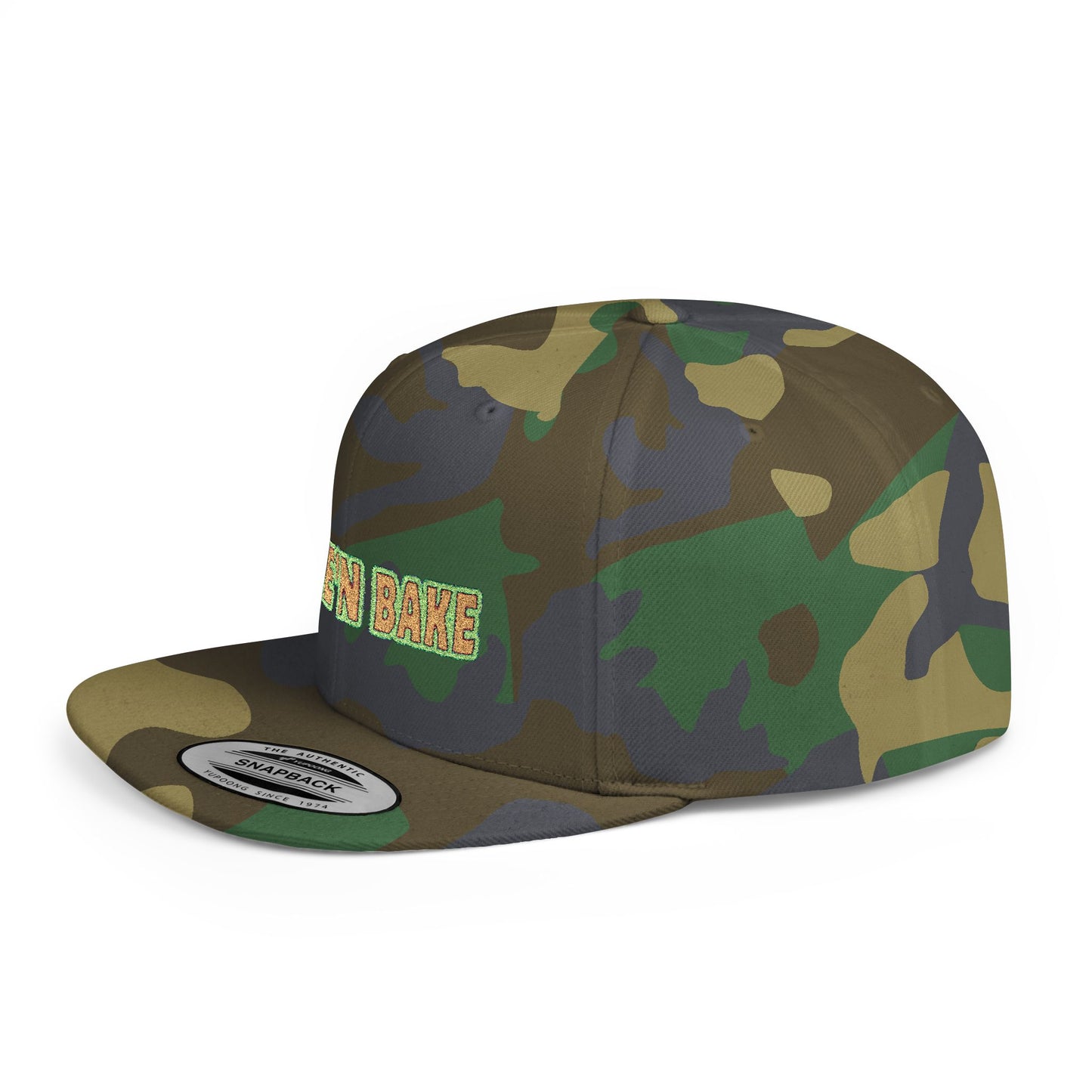 Trendy Flat Bill Snapback Hat, Wake 'N Bake Cap, Gift for Stoners, Casual Wear, Street Style