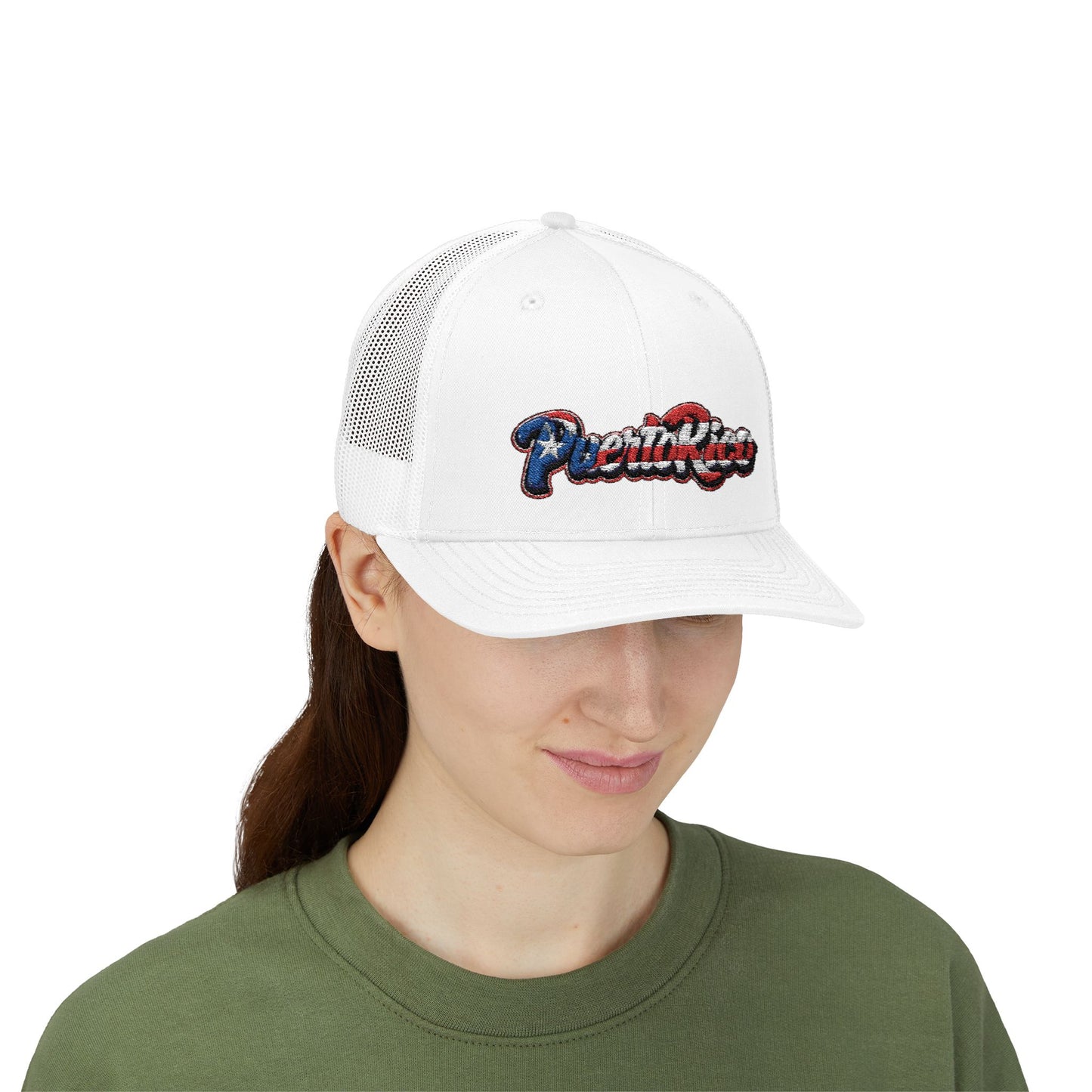 Puerto Rico Embroidery Trucker Cap — Puerto Rico Flag Snapback