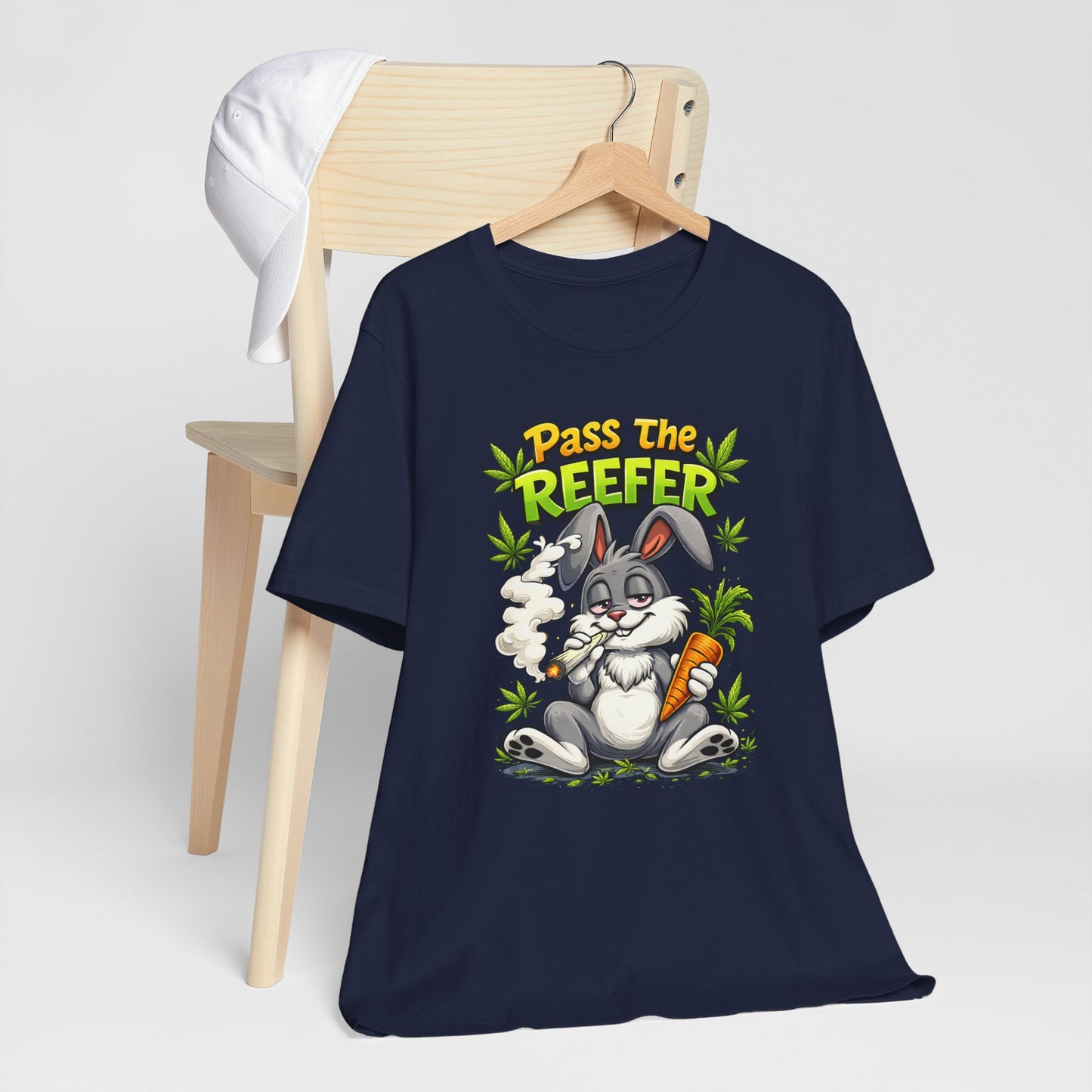 Pass The Reefer Bunny T-Shirt - Funny Stoner Rabbit Cannabis Tee
