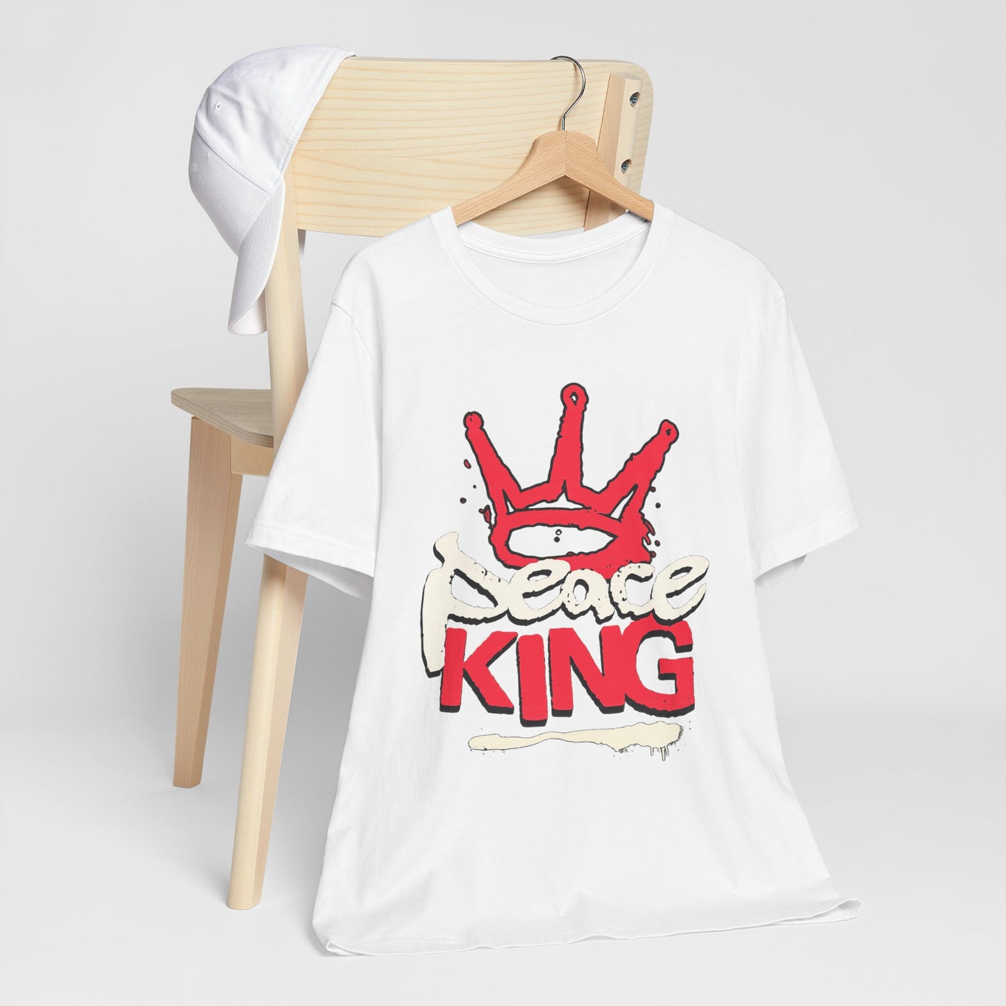 Peace King T-Shirt — Streetwear Graphic Tee with Red Crown Design