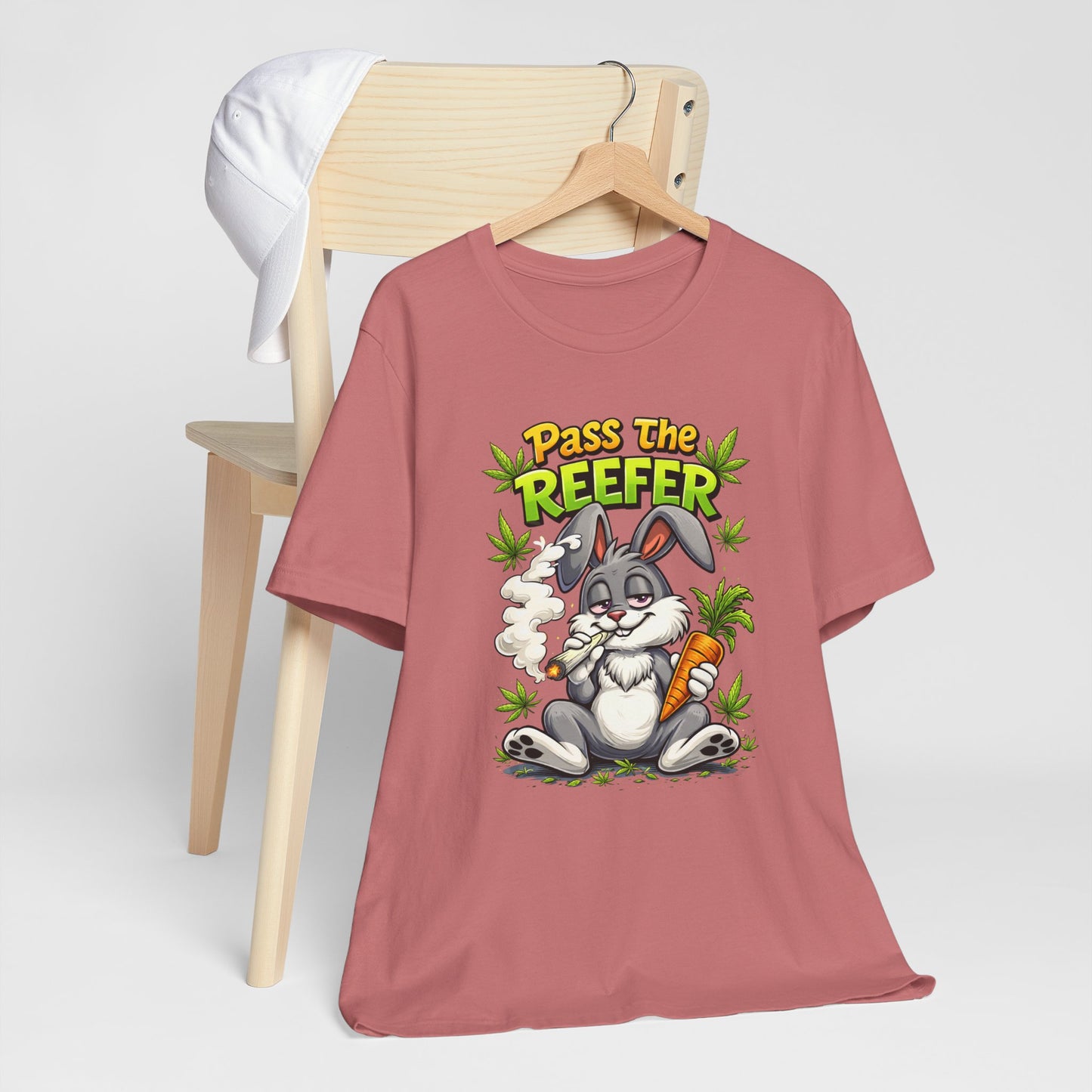 Pass The Reefer Bunny T-Shirt - Funny Stoner Rabbit Cannabis Tee