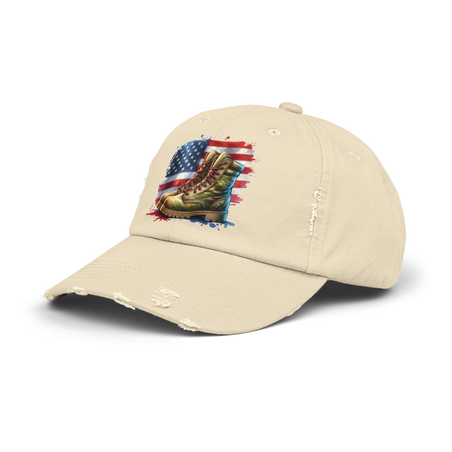 Patriotic Distressed Cap, American Flag Hat, Veteran Appreciation Gift, Casual Outdoor Style, Unisex Fashion Accessory
