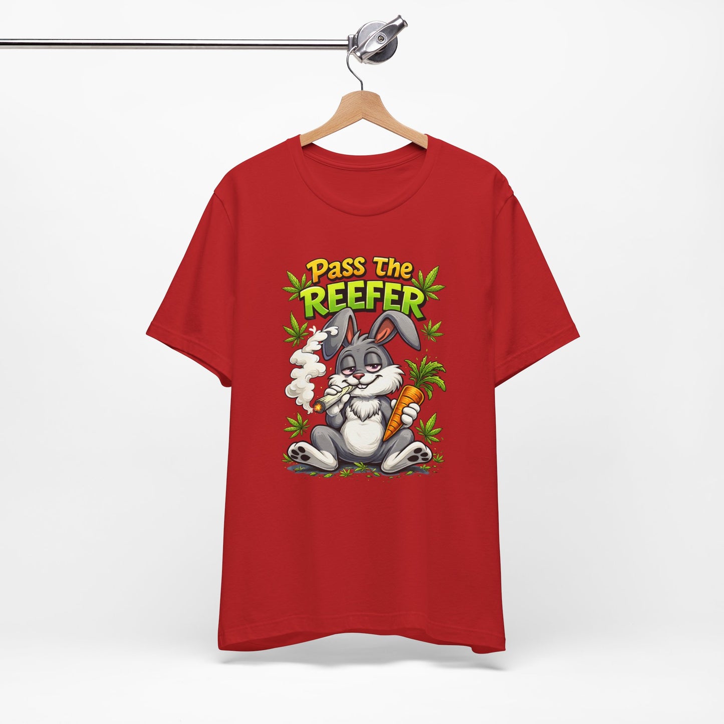 Pass The Reefer Bunny T-Shirt - Funny Stoner Rabbit Cannabis Tee