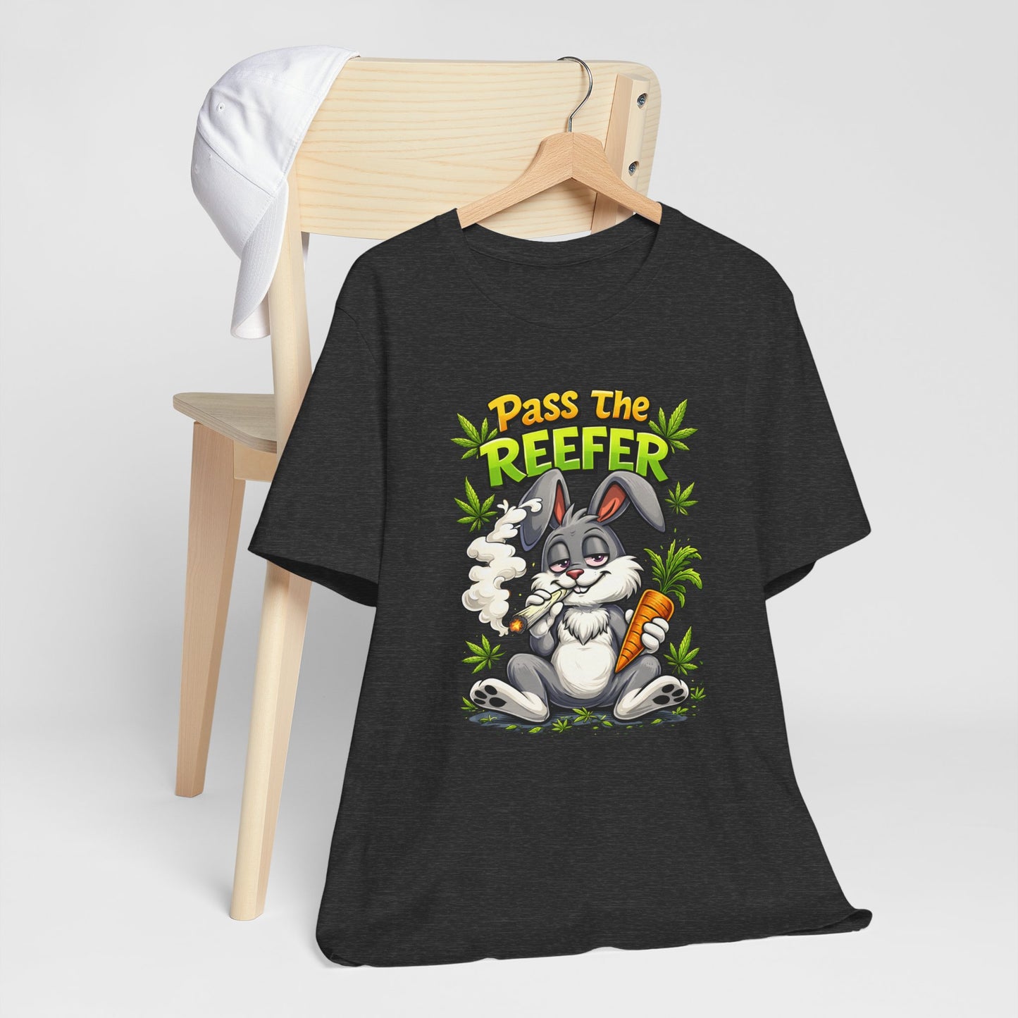 Pass The Reefer Bunny T-Shirt - Funny Stoner Rabbit Cannabis Tee