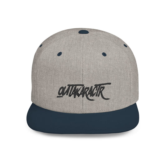 Embroidery "OuTaKaRaCtR " Stylish Outta Character Flat Bill Snapback Cap - Trendy White Hat for Fashion Lovers