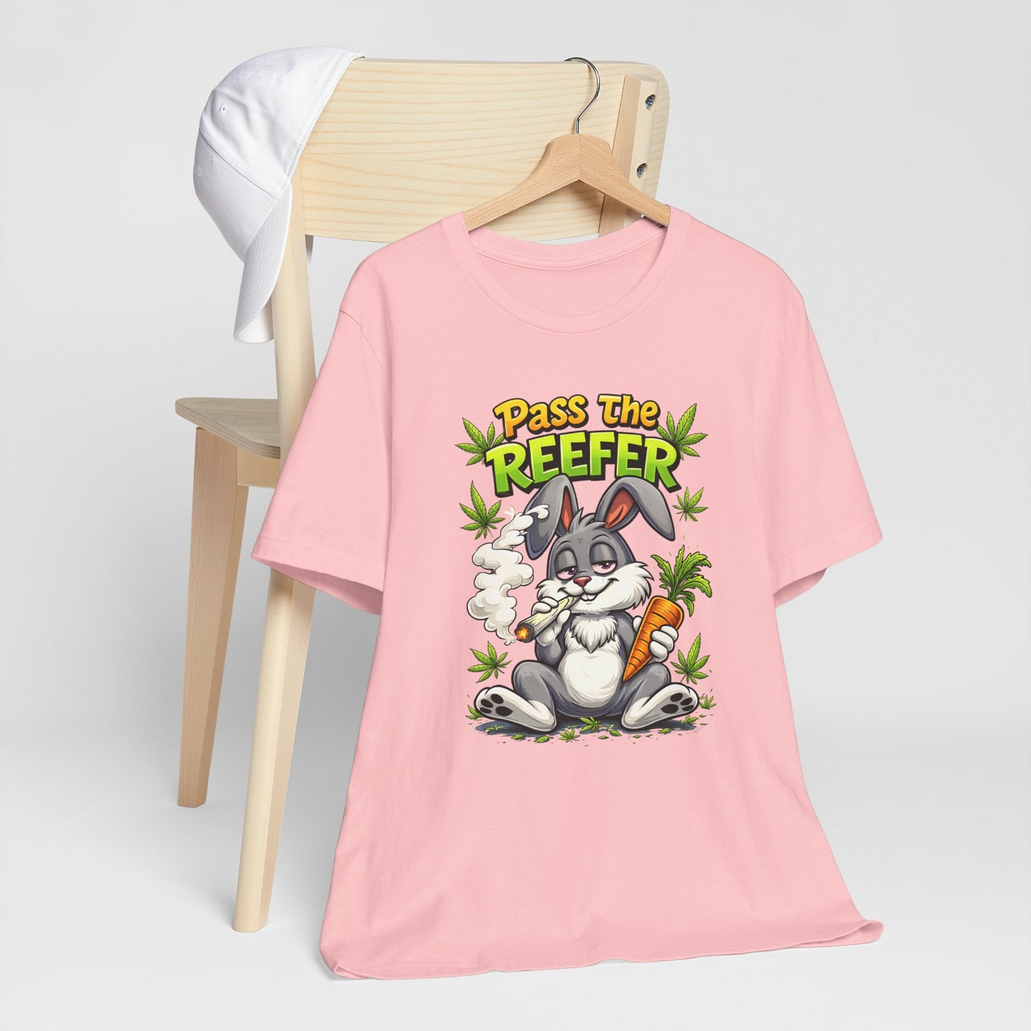 Pass The Reefer Bunny T-Shirt - Funny Stoner Rabbit Cannabis Tee