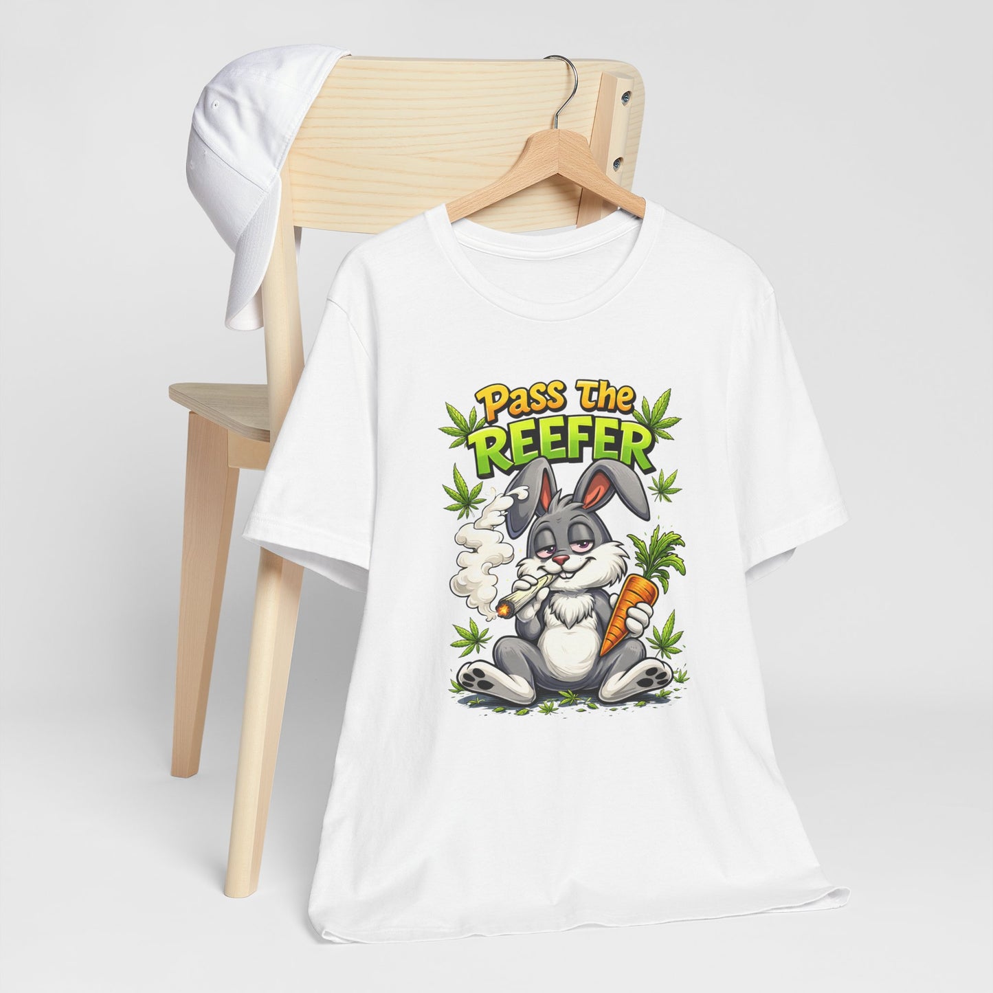 Pass The Reefer Bunny T-Shirt - Funny Stoner Rabbit Cannabis Tee