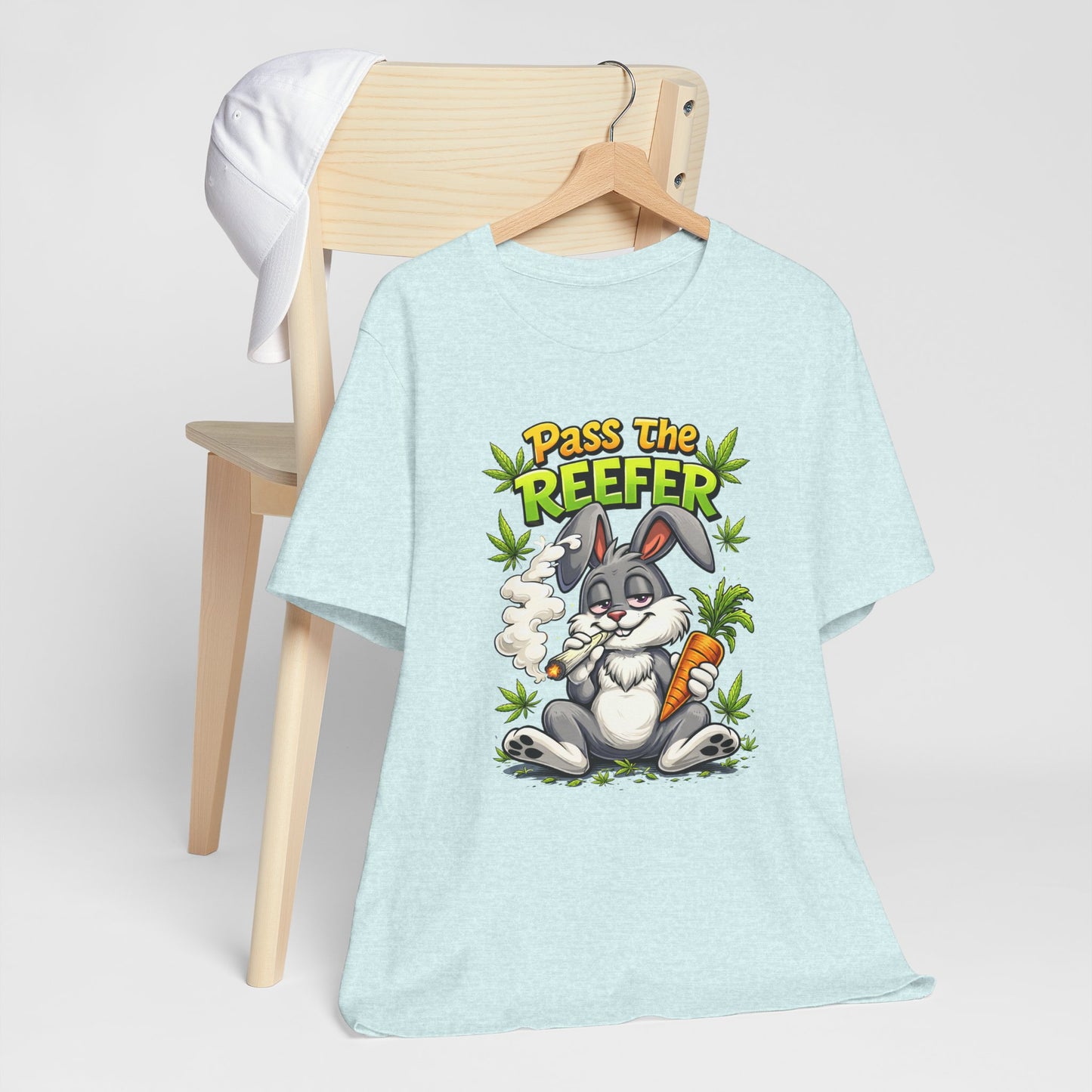 Pass The Reefer Bunny T-Shirt - Funny Stoner Rabbit Cannabis Tee