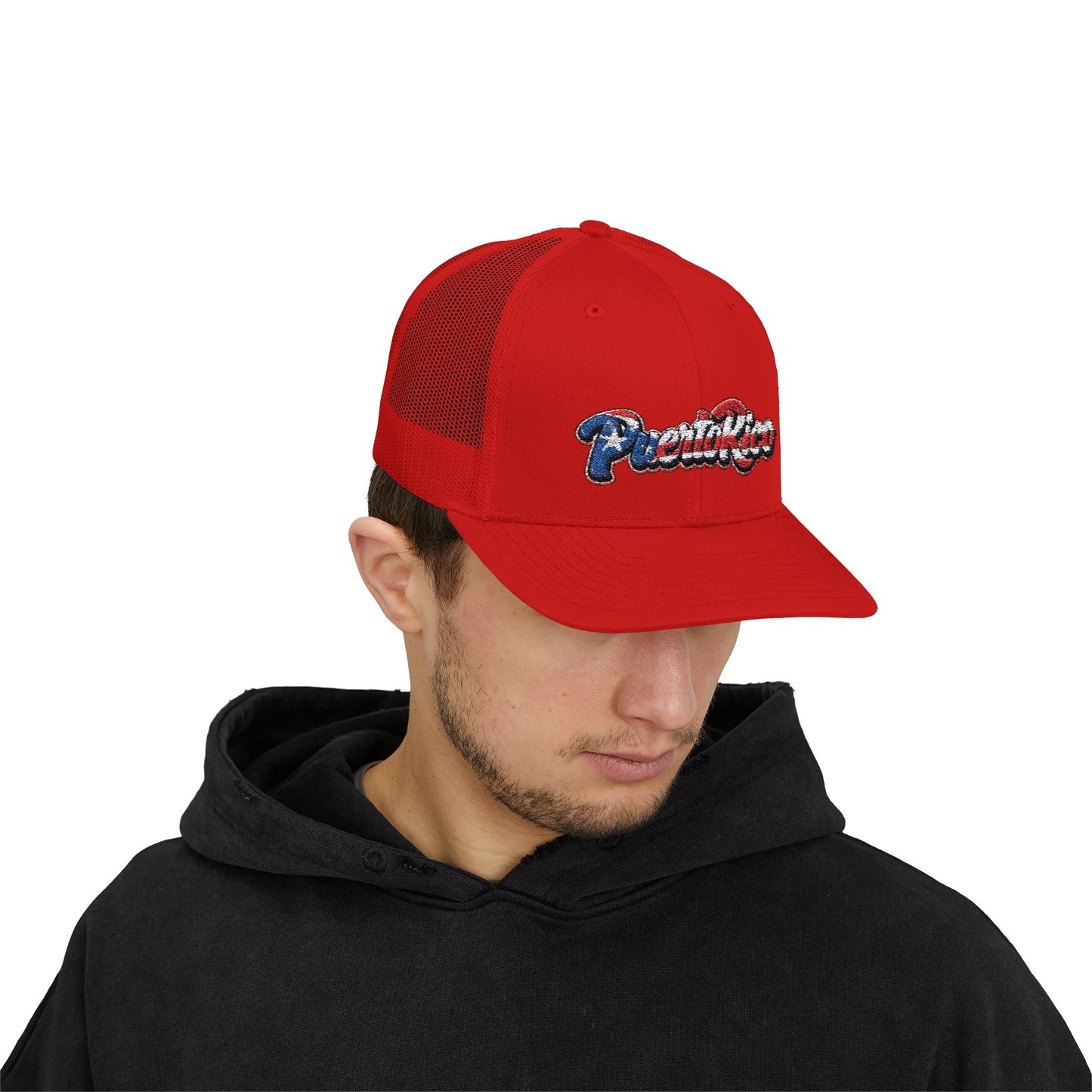 Puerto Rico Embroidery Trucker Cap — Puerto Rico Flag Snapback