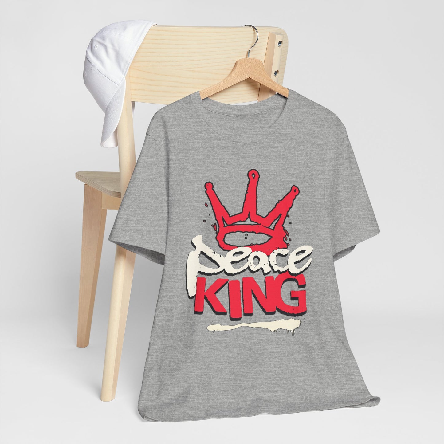Peace King T-Shirt — Streetwear Graphic Tee with Red Crown Design