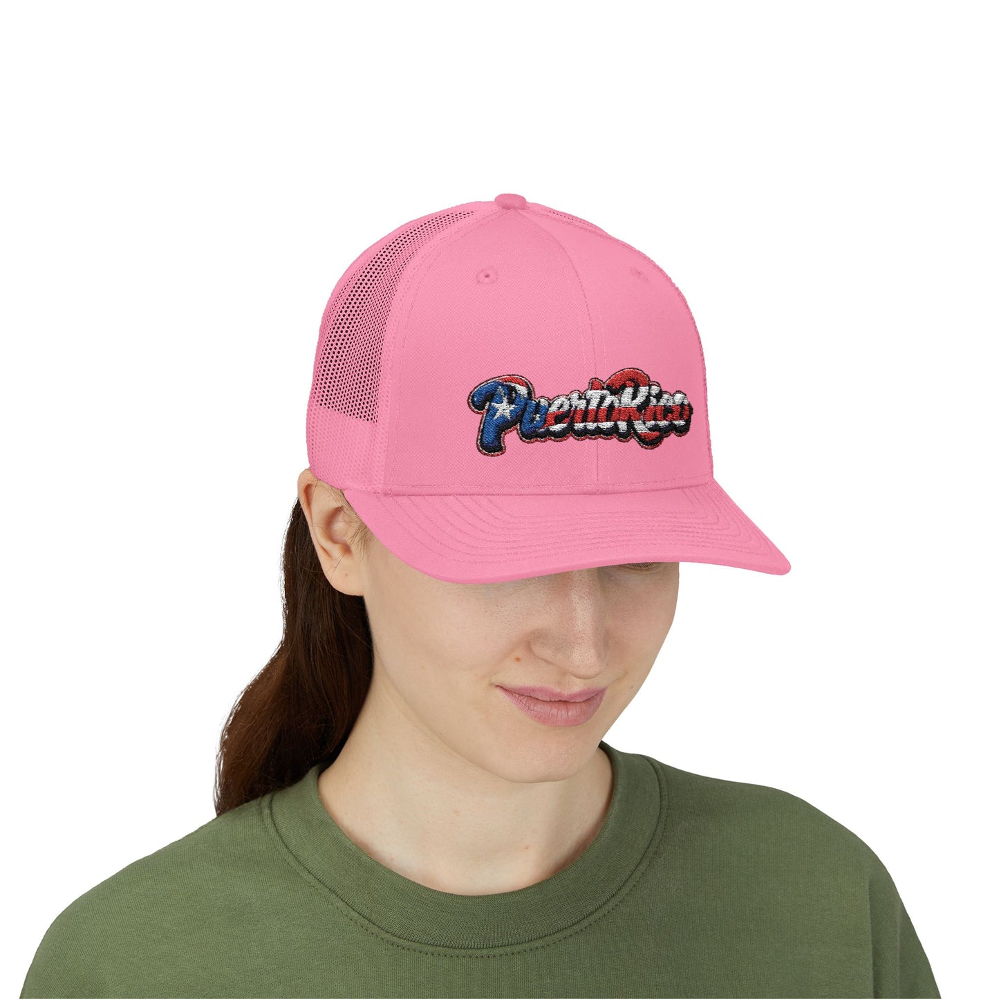 Puerto Rico Embroidery Trucker Cap — Puerto Rico Flag Snapback