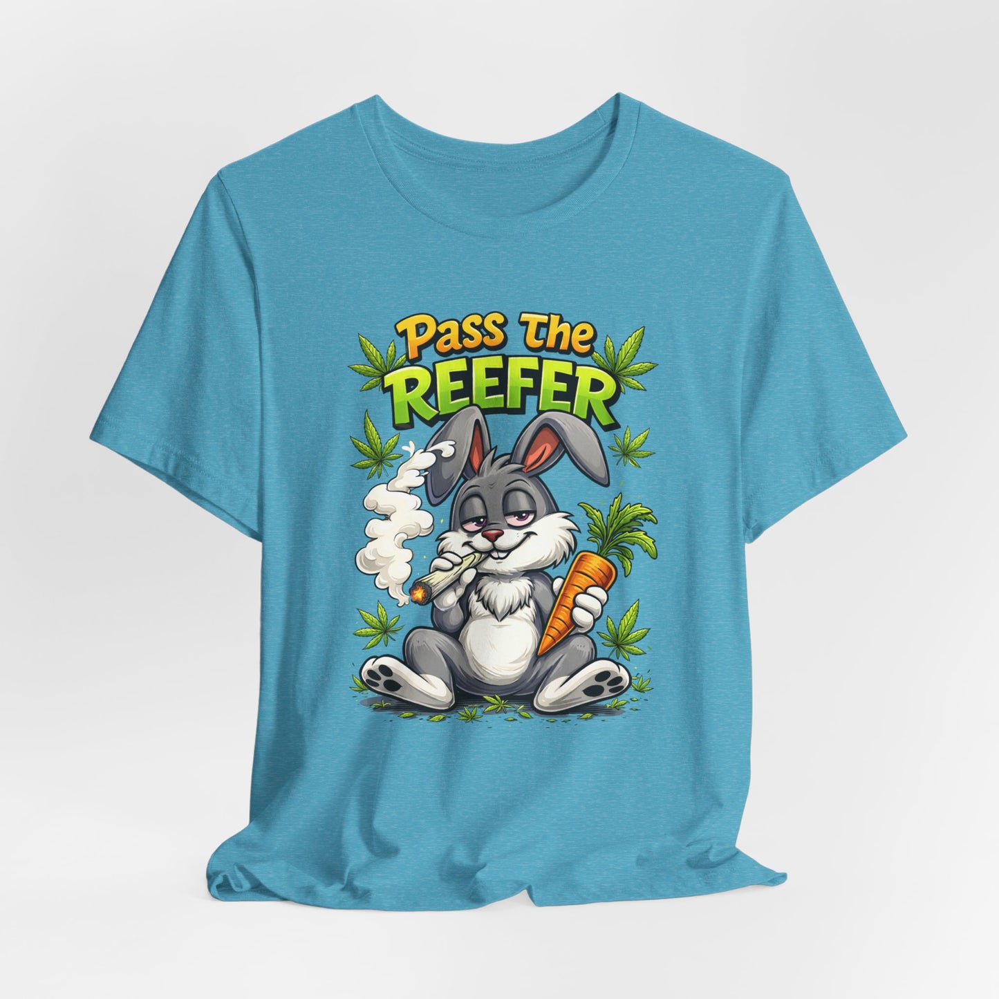 Pass The Reefer Bunny T-Shirt - Funny Stoner Rabbit Cannabis Tee