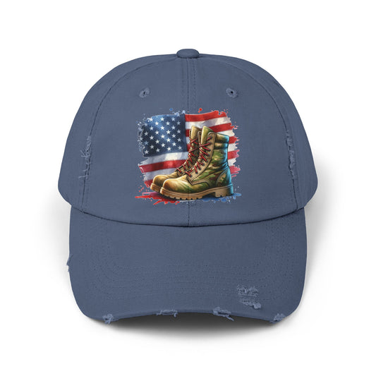 Patriotic Distressed Cap, American Flag Hat, Veteran Appreciation Gift, Casual Outdoor Style, Unisex Fashion Accessory