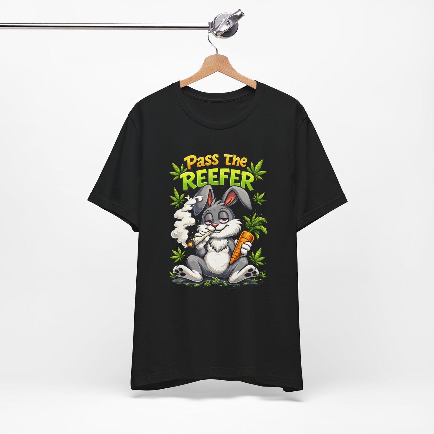 Pass The Reefer Bunny T-Shirt - Funny Stoner Rabbit Cannabis Tee