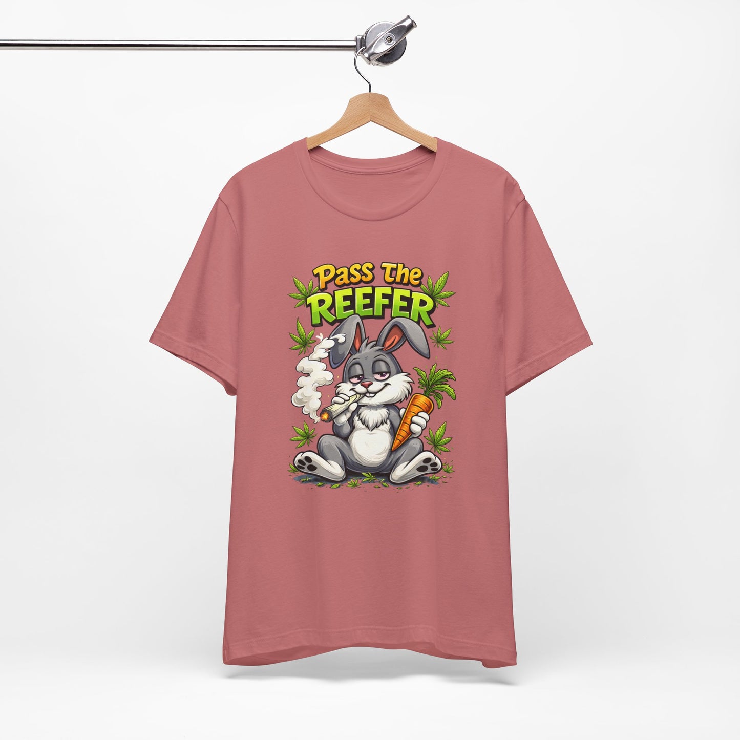 Pass The Reefer Bunny T-Shirt - Funny Stoner Rabbit Cannabis Tee