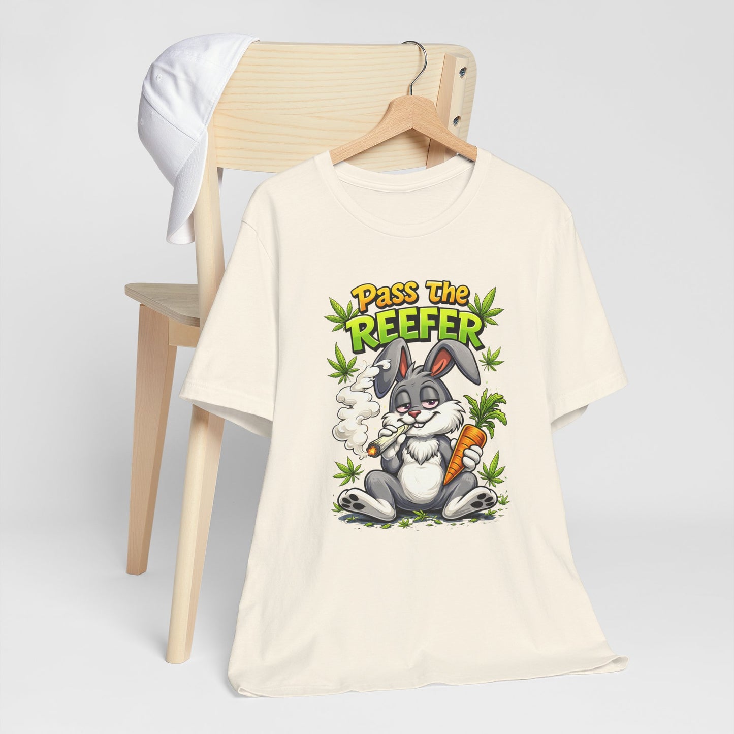 Pass The Reefer Bunny T-Shirt - Funny Stoner Rabbit Cannabis Tee