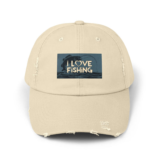 Fishing Lover Distressed Cap - Unisex Fishing Hat, Outdoor Gear, Gift for Anglers, Casual Style, Summer Accessory