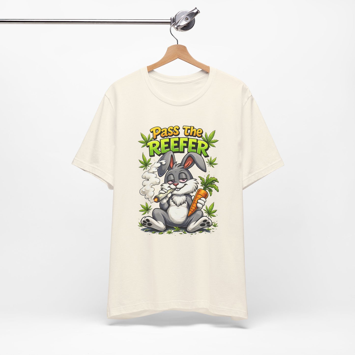 Pass The Reefer Bunny T-Shirt - Funny Stoner Rabbit Cannabis Tee