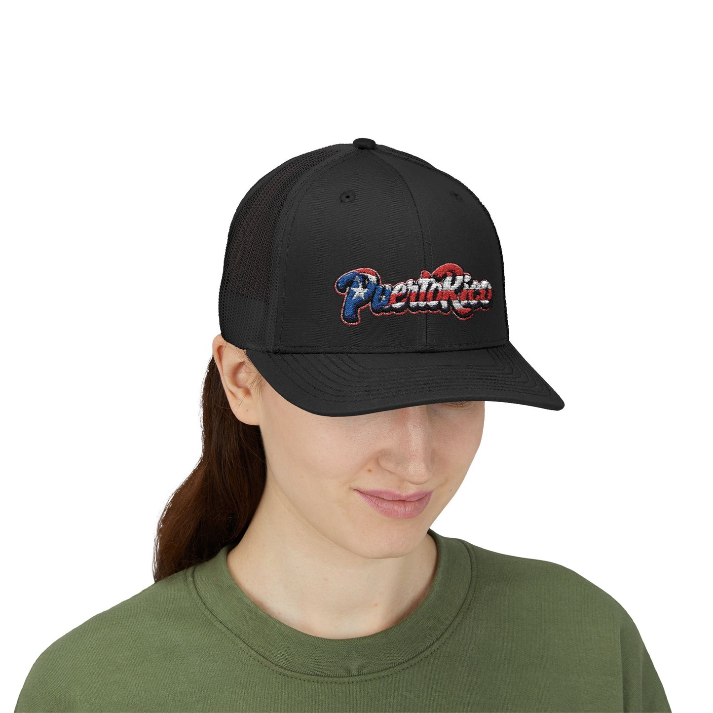 Puerto Rico Embroidery Trucker Cap — Puerto Rico Flag Snapback