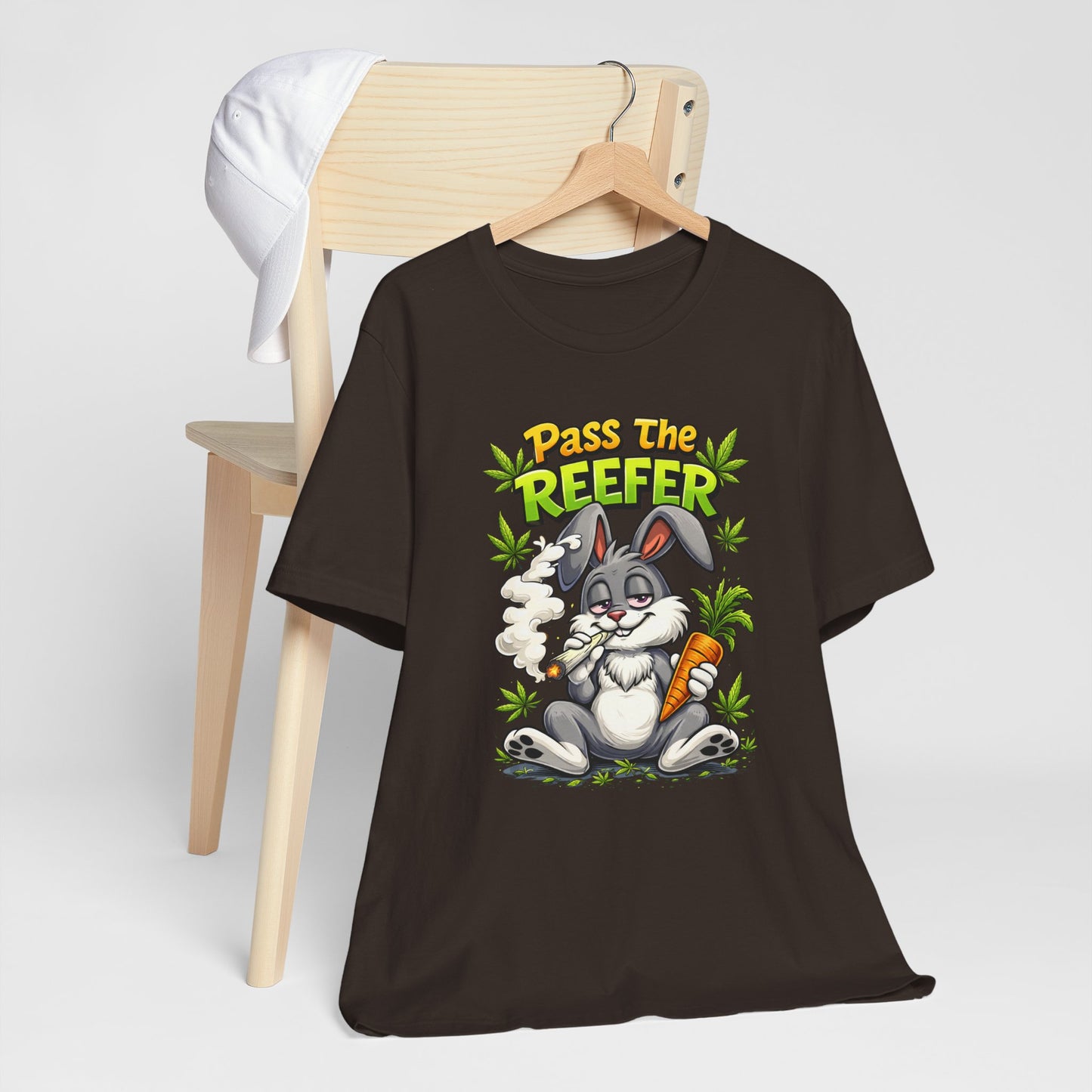 Pass The Reefer Bunny T-Shirt - Funny Stoner Rabbit Cannabis Tee