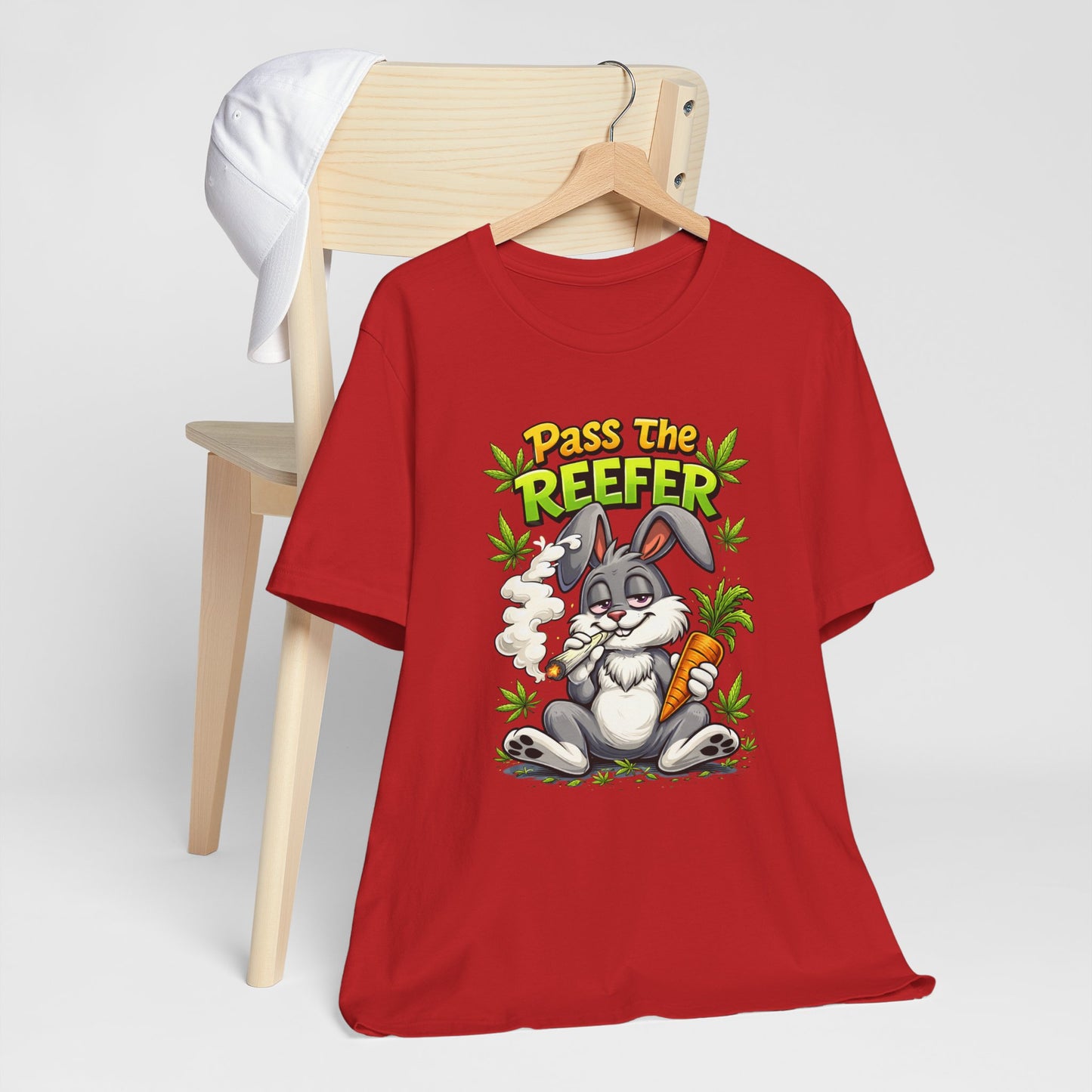 Pass The Reefer Bunny T-Shirt - Funny Stoner Rabbit Cannabis Tee