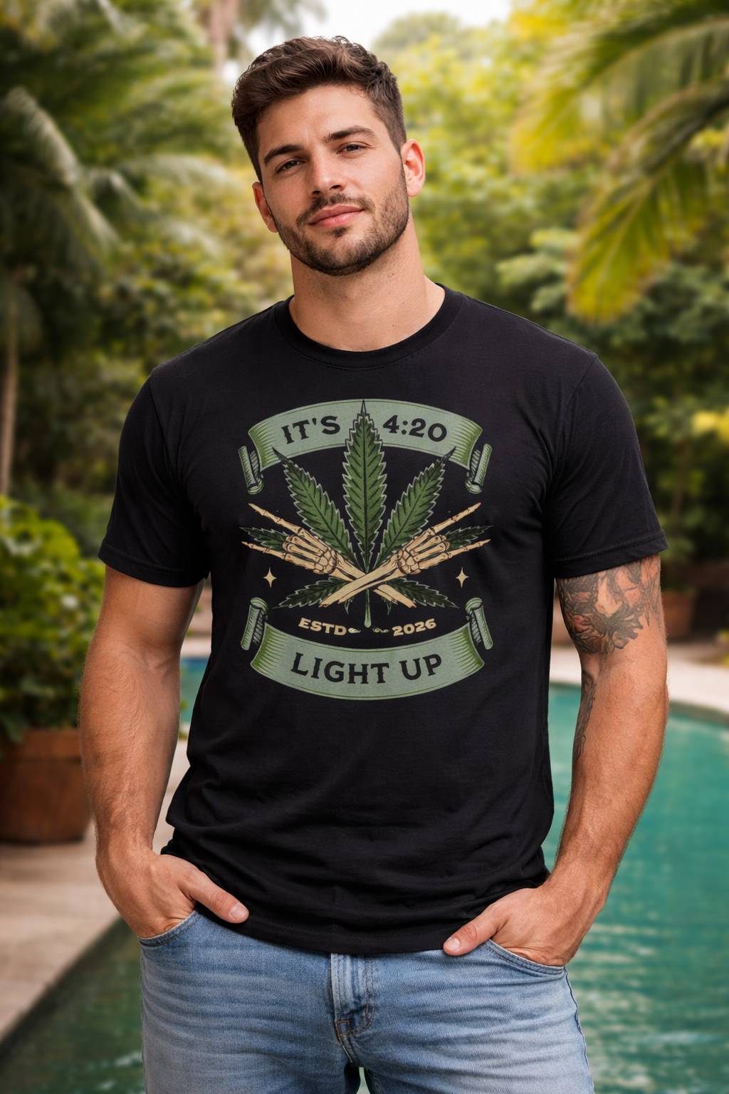 420 Light Up Tee – Cannabis Leaf Graphic T-Shirt