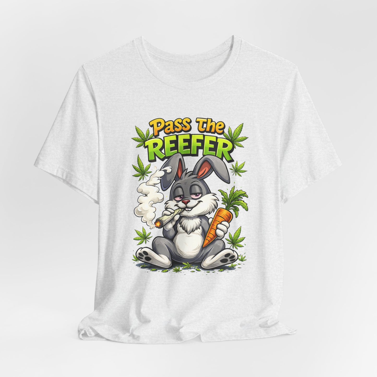 Pass The Reefer Bunny T-Shirt - Funny Stoner Rabbit Cannabis Tee