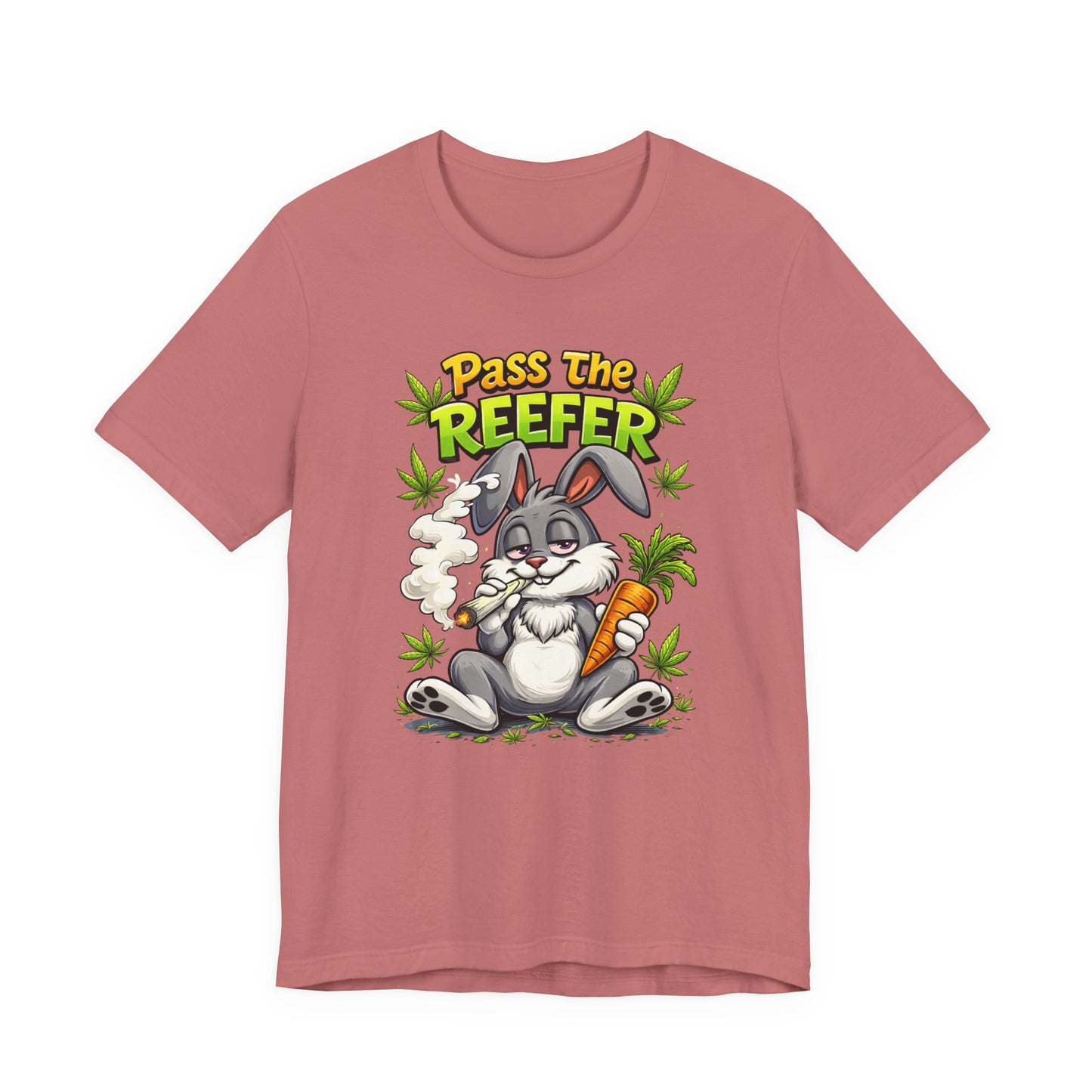 Pass The Reefer Bunny T-Shirt - Funny Stoner Rabbit Cannabis Tee
