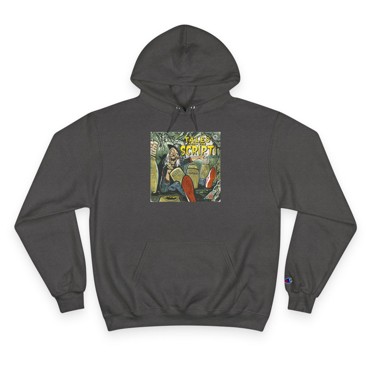 Champion Hoodie with Vintage 'Take Script' Graphic - Retro Art Pullover