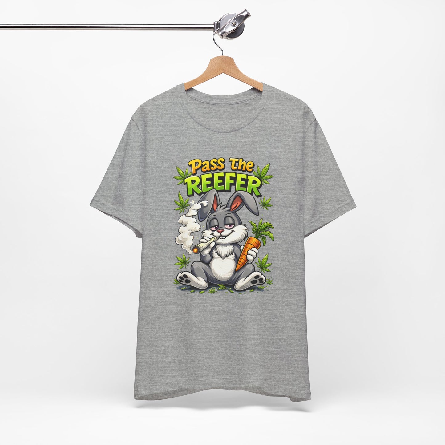 Pass The Reefer Bunny T-Shirt - Funny Stoner Rabbit Cannabis Tee