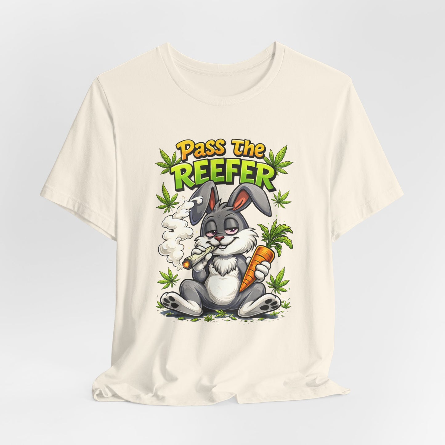 Pass The Reefer Bunny T-Shirt - Funny Stoner Rabbit Cannabis Tee