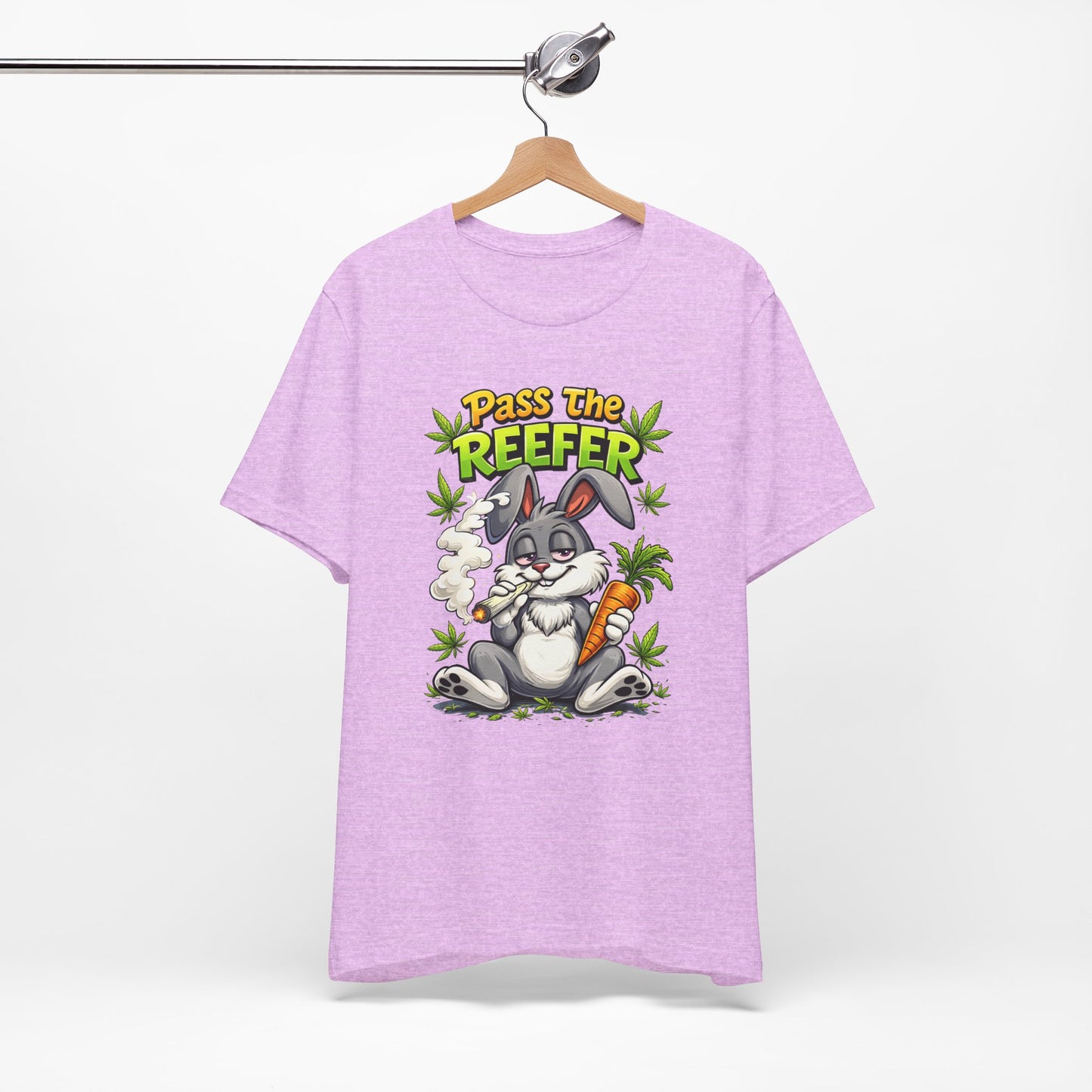 Pass The Reefer Bunny T-Shirt - Funny Stoner Rabbit Cannabis Tee