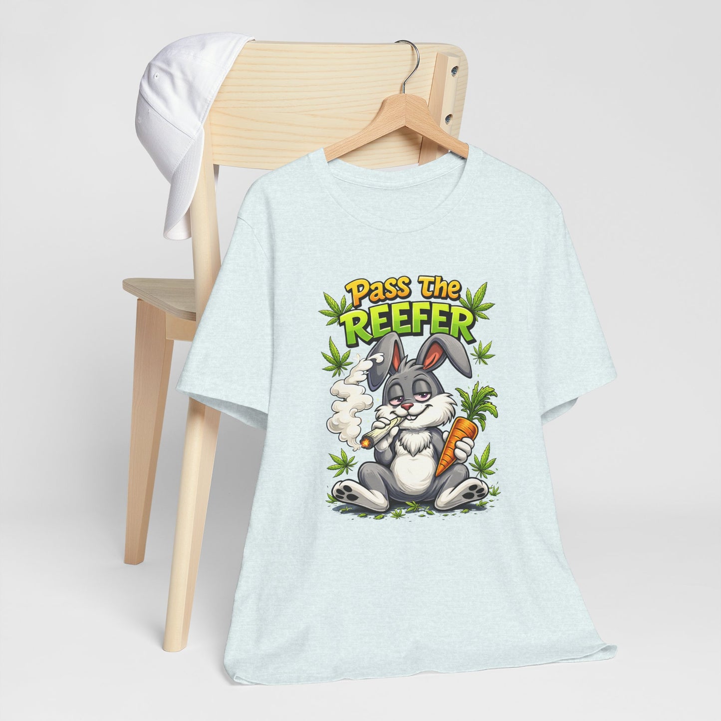 Pass The Reefer Bunny T-Shirt - Funny Stoner Rabbit Cannabis Tee