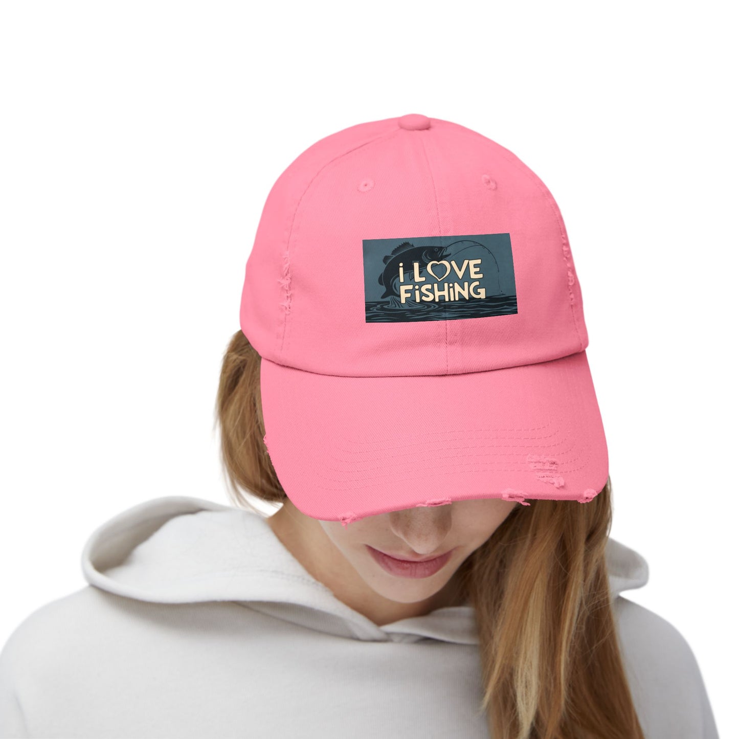 Fishing Lover Distressed Cap - Unisex Fishing Hat, Outdoor Gear, Gift for Anglers, Casual Style, Summer Accessory
