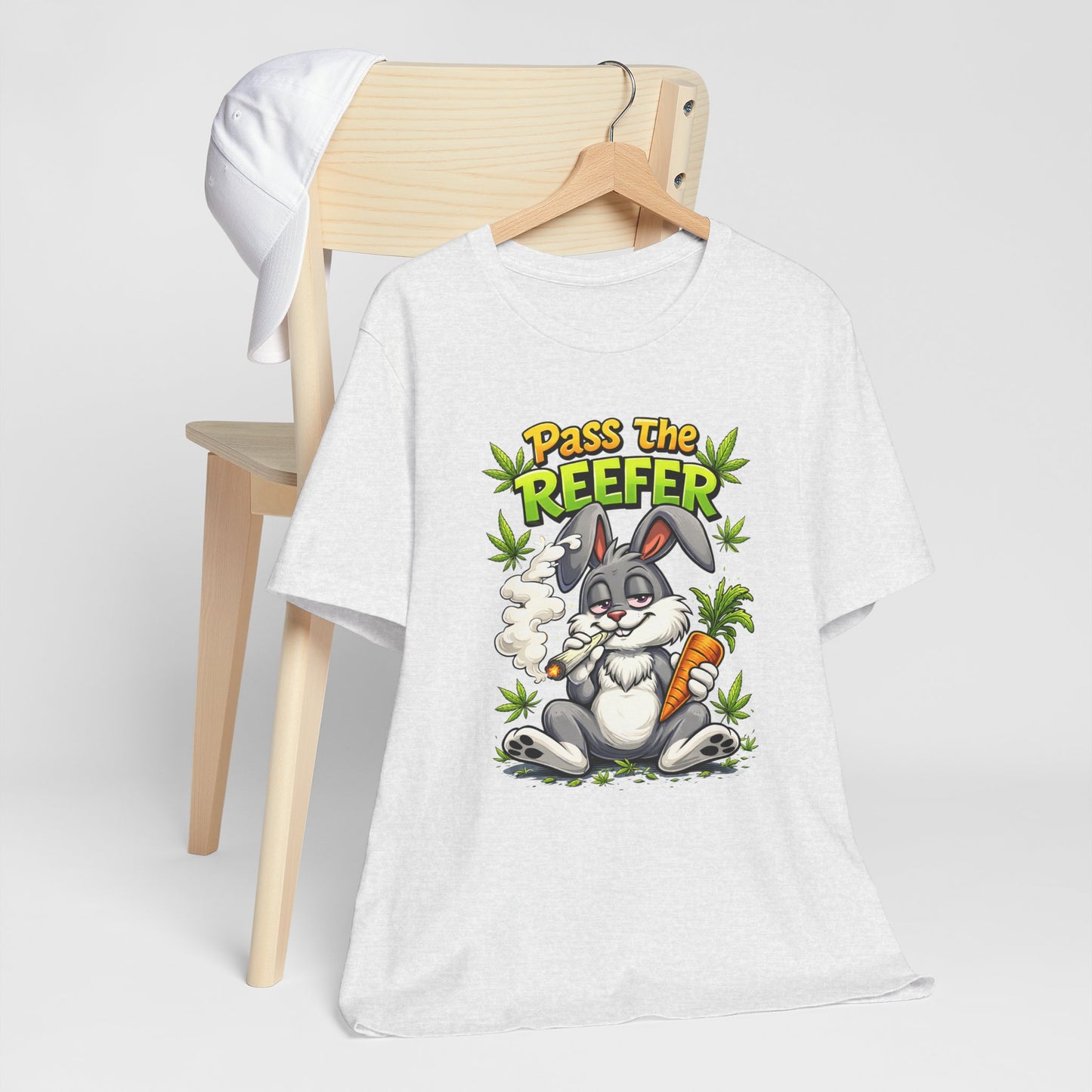 Pass The Reefer Bunny T-Shirt - Funny Stoner Rabbit Cannabis Tee