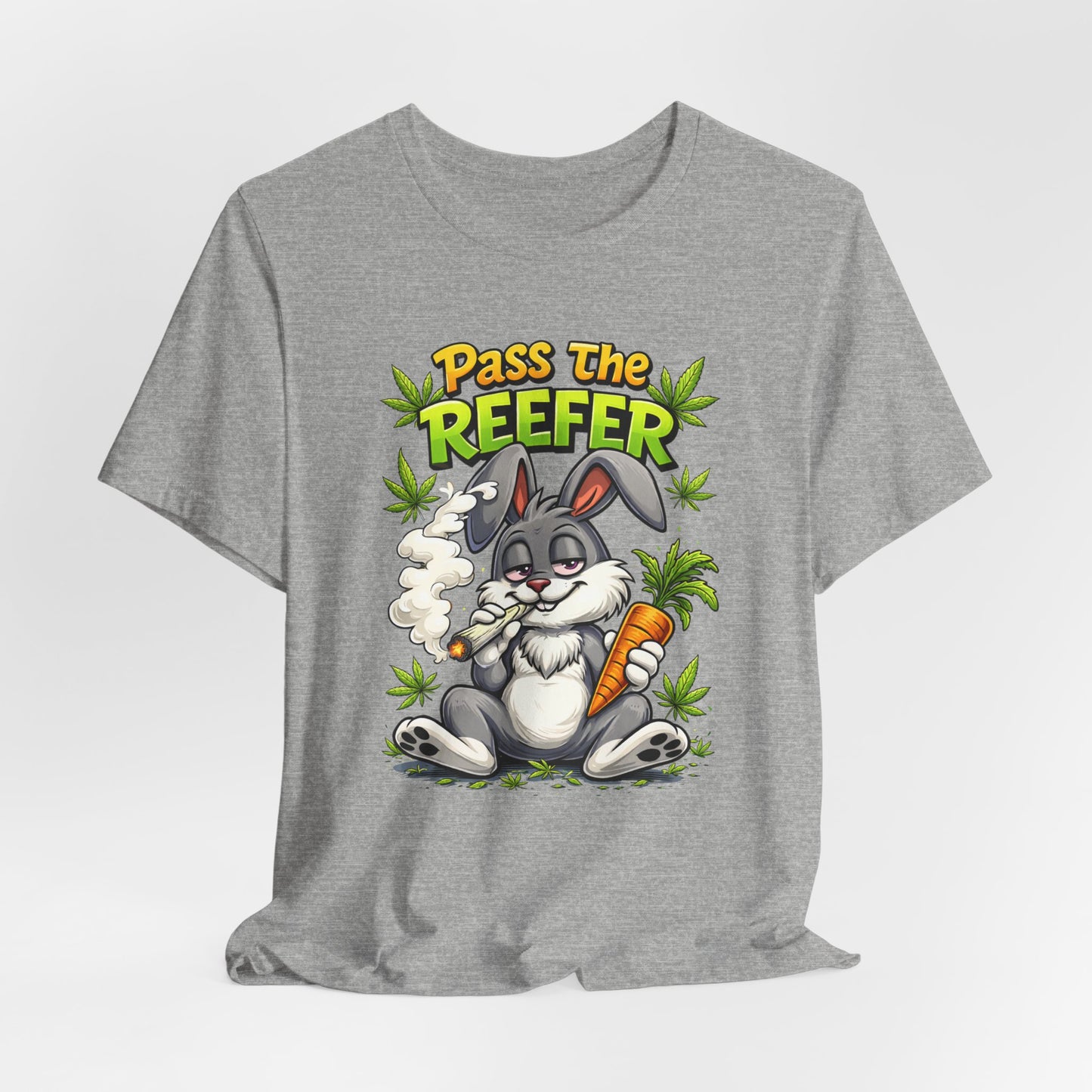 Pass The Reefer Bunny T-Shirt - Funny Stoner Rabbit Cannabis Tee