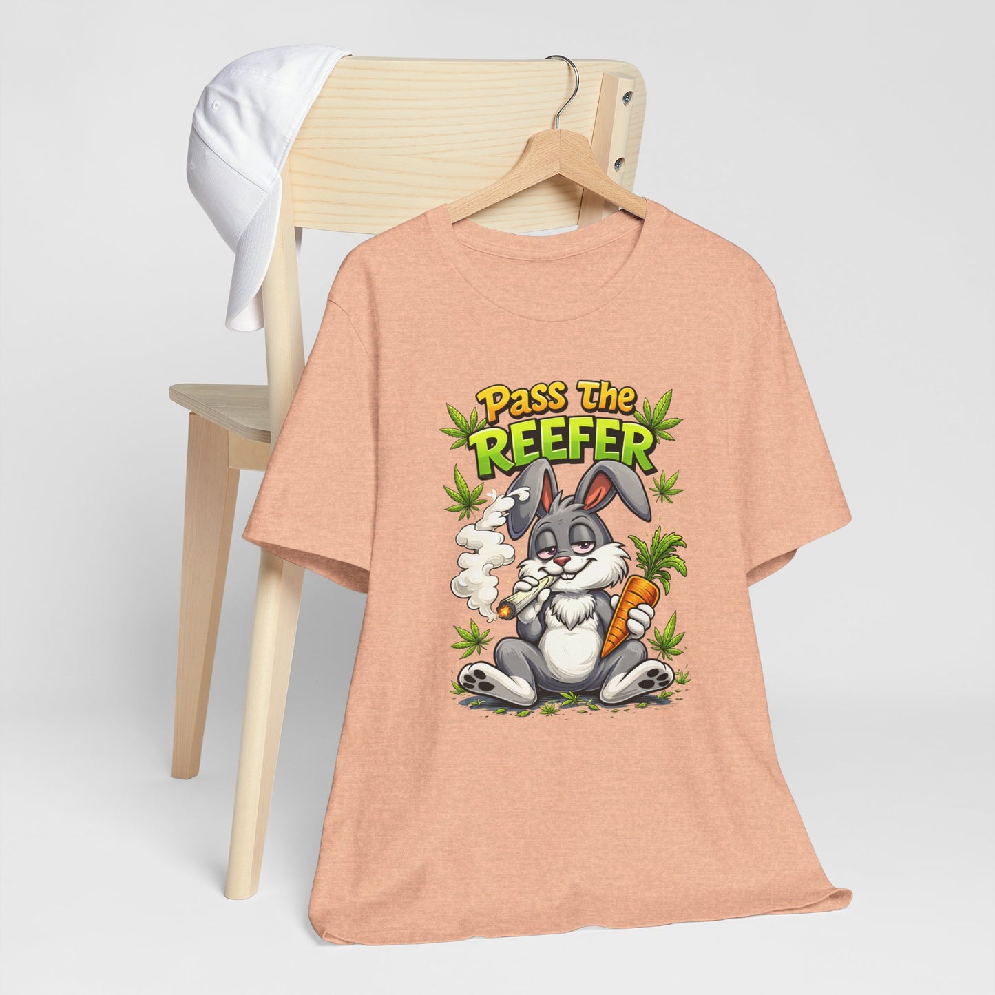 Pass The Reefer Bunny T-Shirt - Funny Stoner Rabbit Cannabis Tee